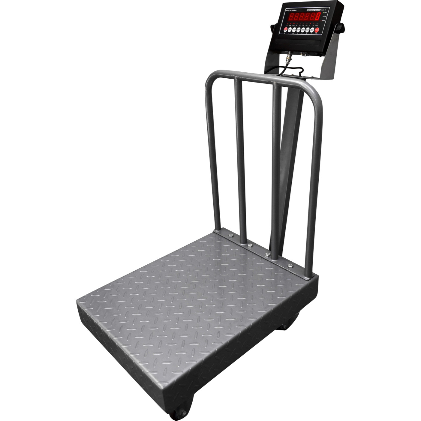 Diamond Plate 18"x 24" Bench Scale with Wheels and Backrail 500 x .1 lb Capacity