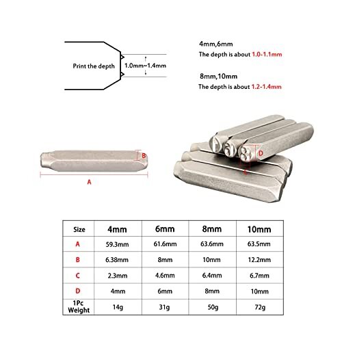 5/16 Metal Number Stamps Set 8mm Steel Number Punch DIY Tool for Leather