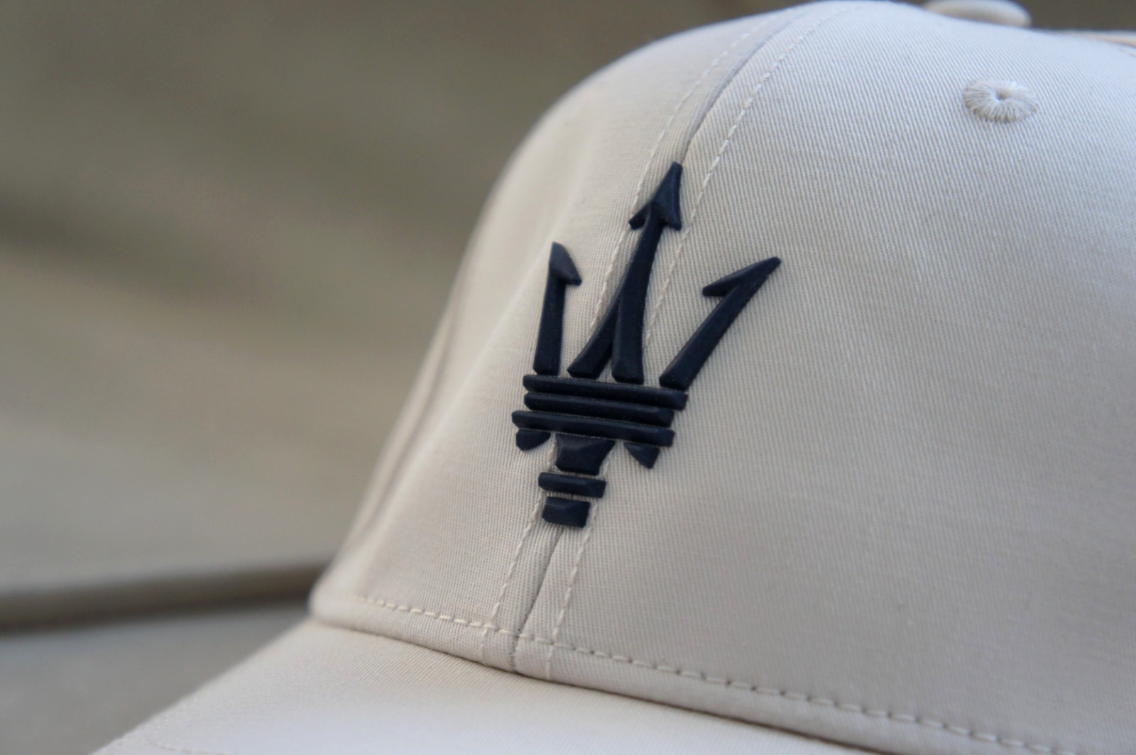 New Genuine Maserati Trident Beige Baseball Adjustable Snapback Cap Hat Patch