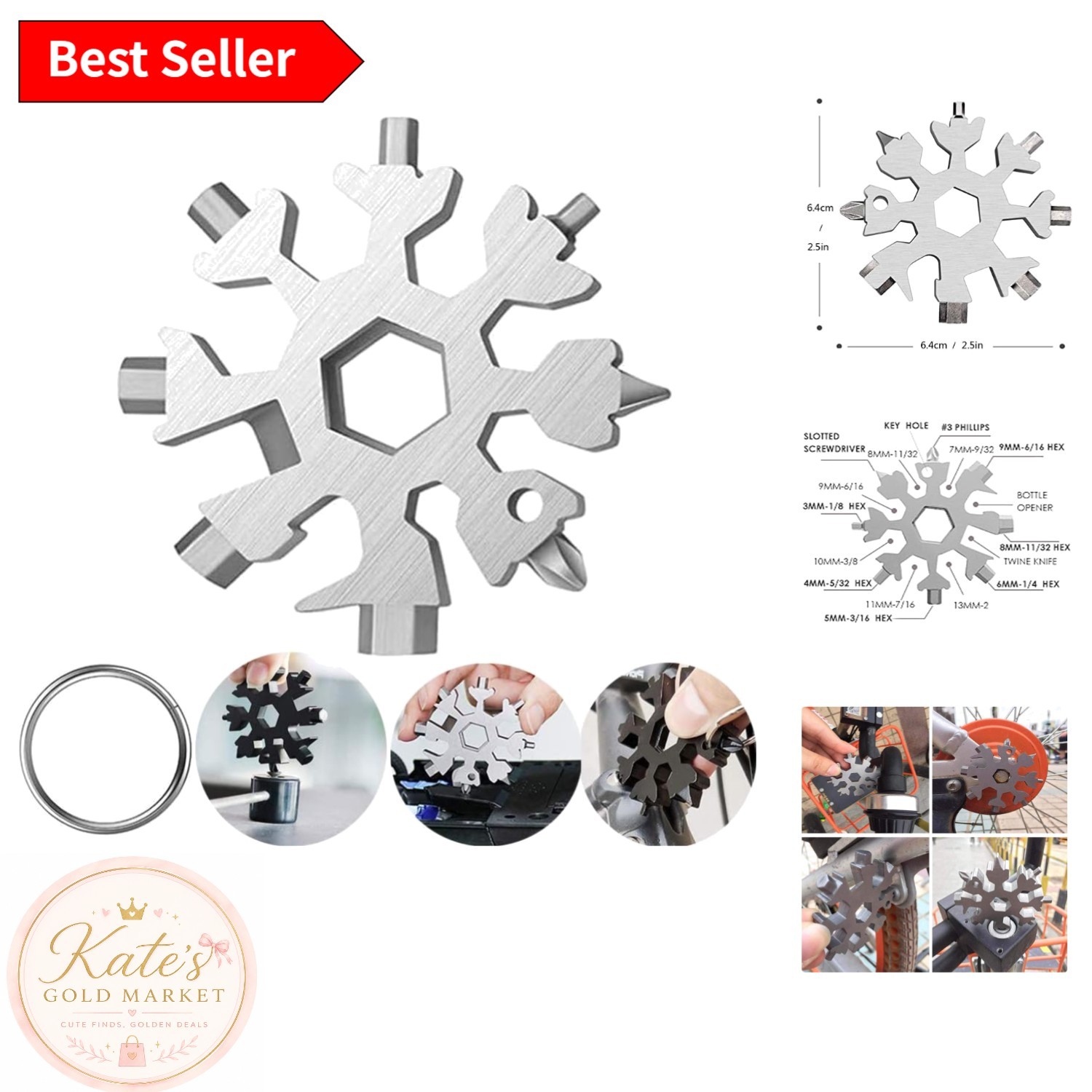 18-in-1 Snowflake Multi-Tool: Versatile Stainless Steel Utility for Everyday Use