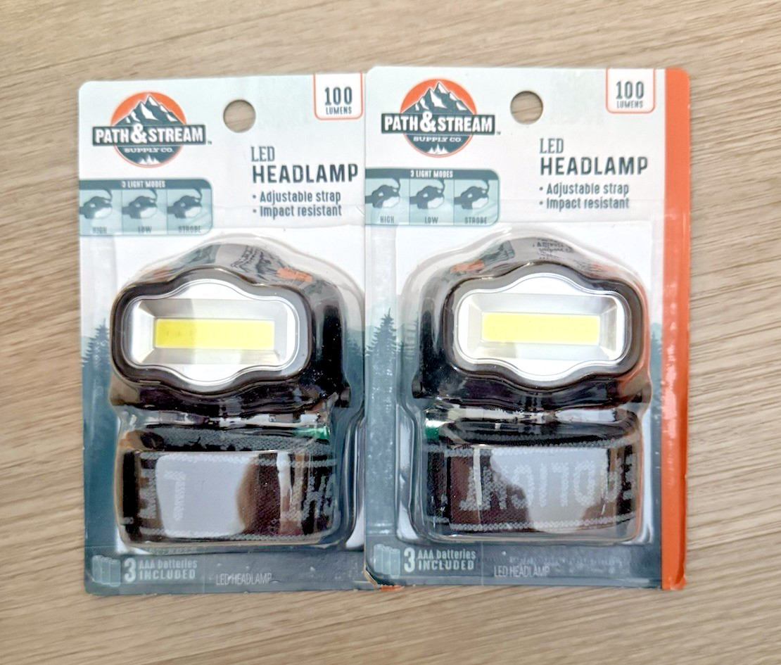 Path & Stream  LED Headlamp 100 lumens 3 modes batteries new-2 sets