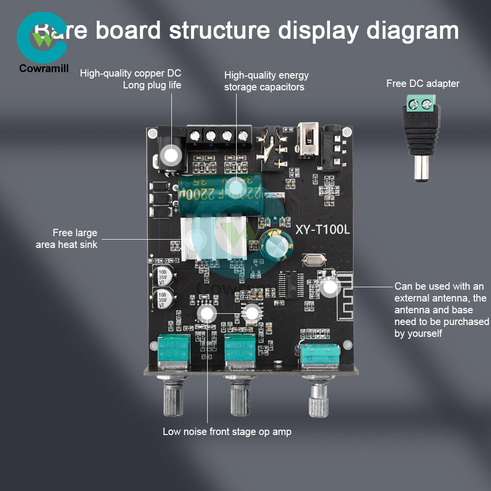 T100L Bluetooth 5.0 Subwoofer Amplifier Board Digital Audio Player MP3 Decoder