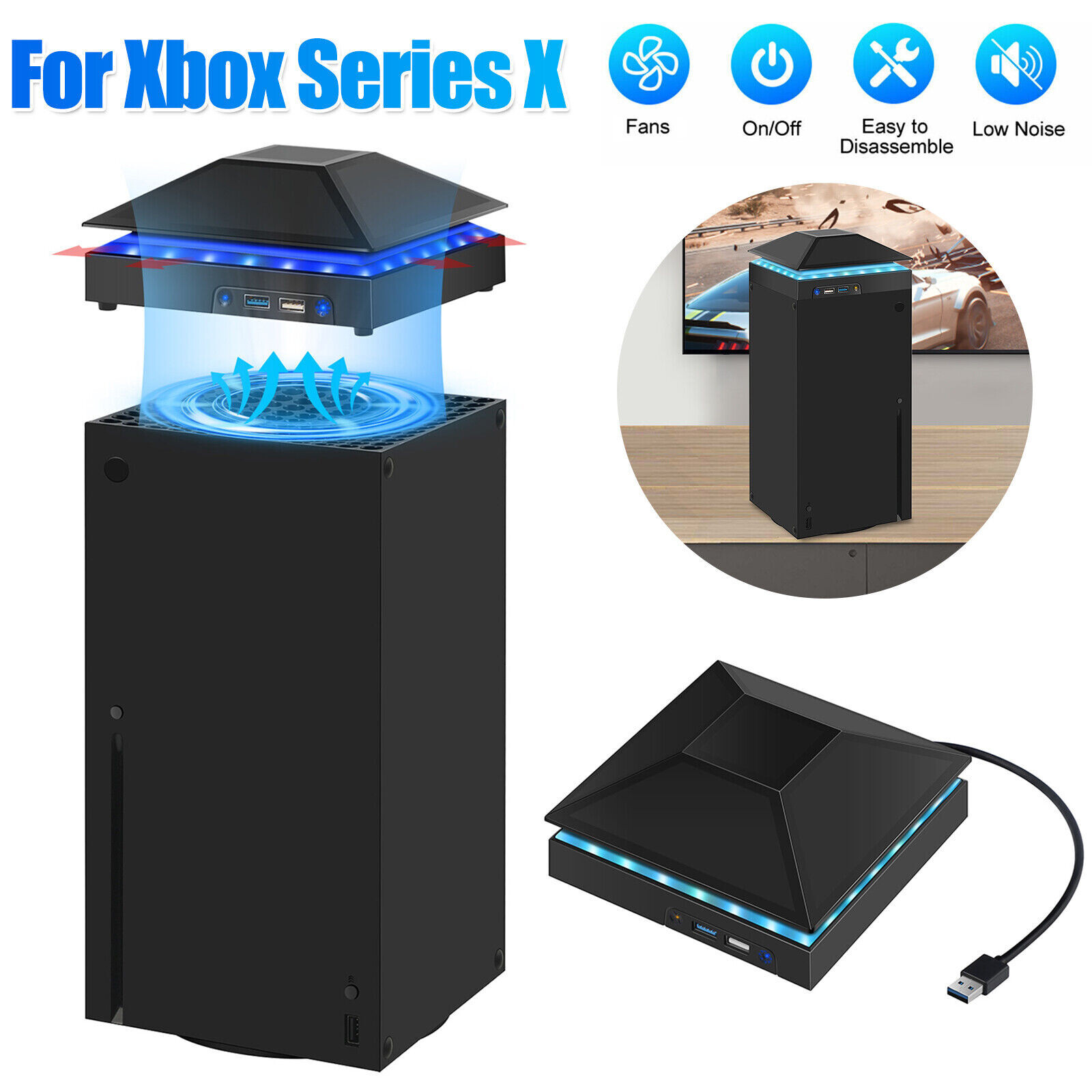 USB Cooling Fan Vertical Stand Cooler Accessories For Xbox Series X Game Console
