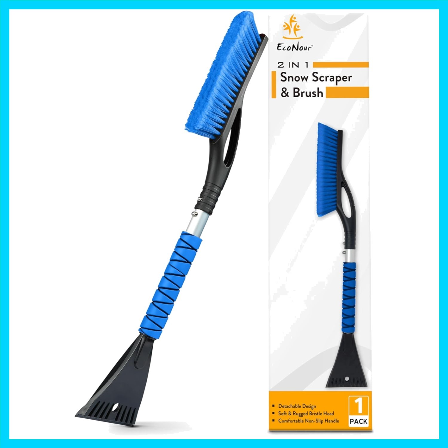 27" Aluminum Car Snow Scraper and Brush | Weaved Bristle Head with Metal Body...