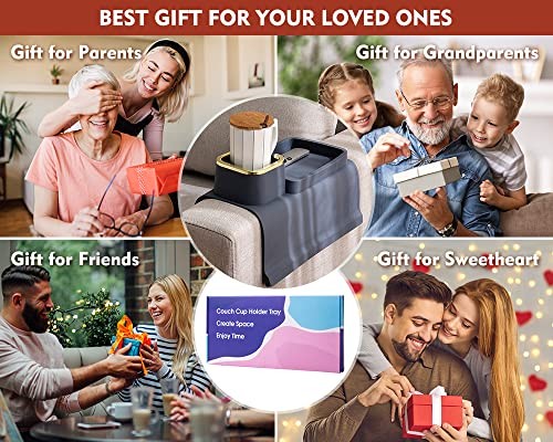 Couch Cup Holder Tray, Elimiko Silicone Anti-Spill and Anti-Slip Recliner Table