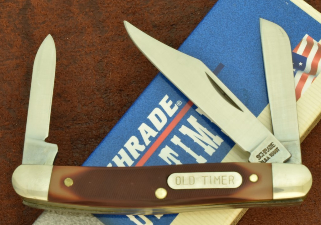 VINTAGE NOS SCHRADE USA MADE SAWCUT DELRIN OLD TIMER STOCKMAN KNIFE 108OT