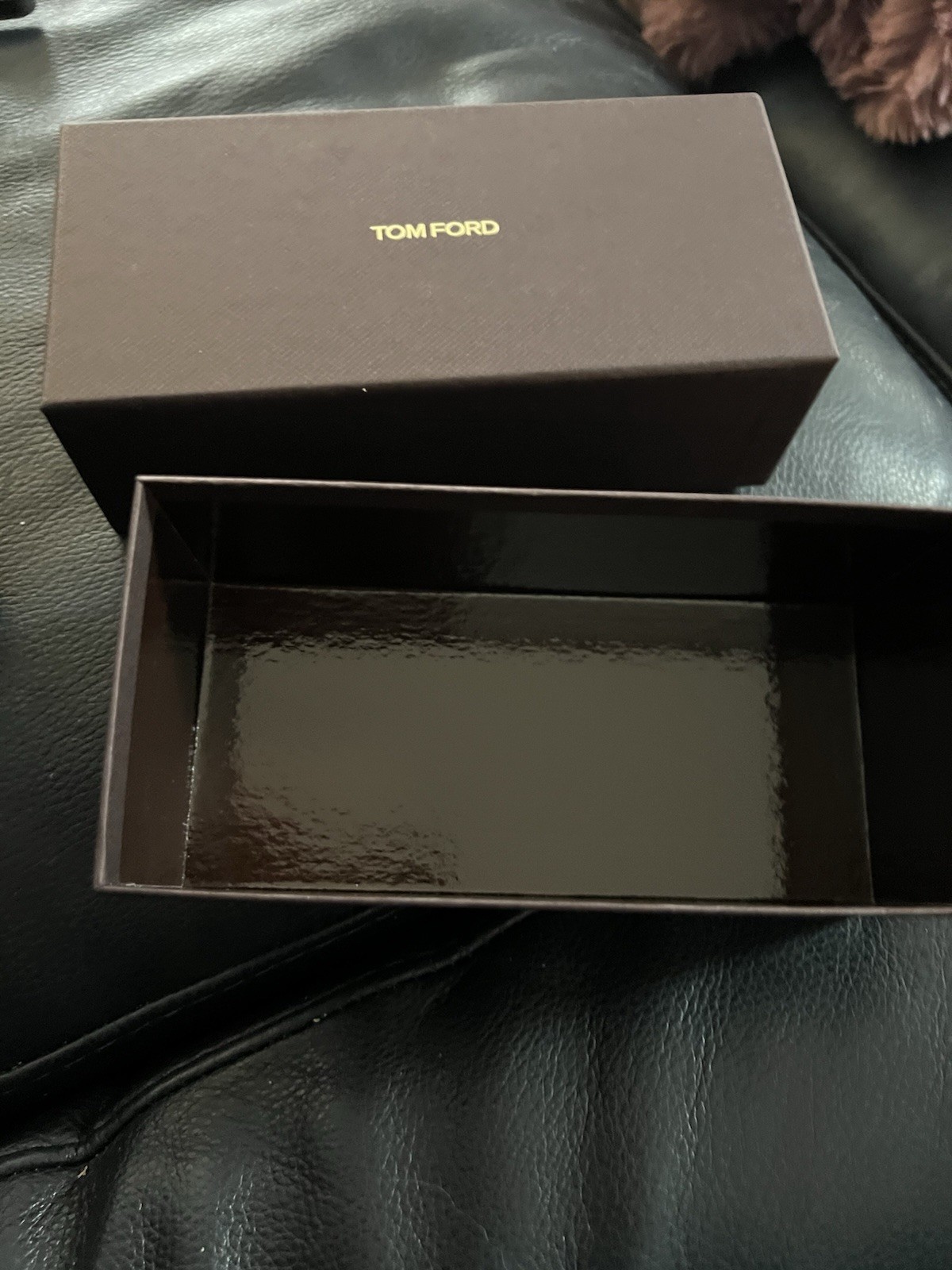 Tom Ford Small Brown Velour Hard Glasses Case