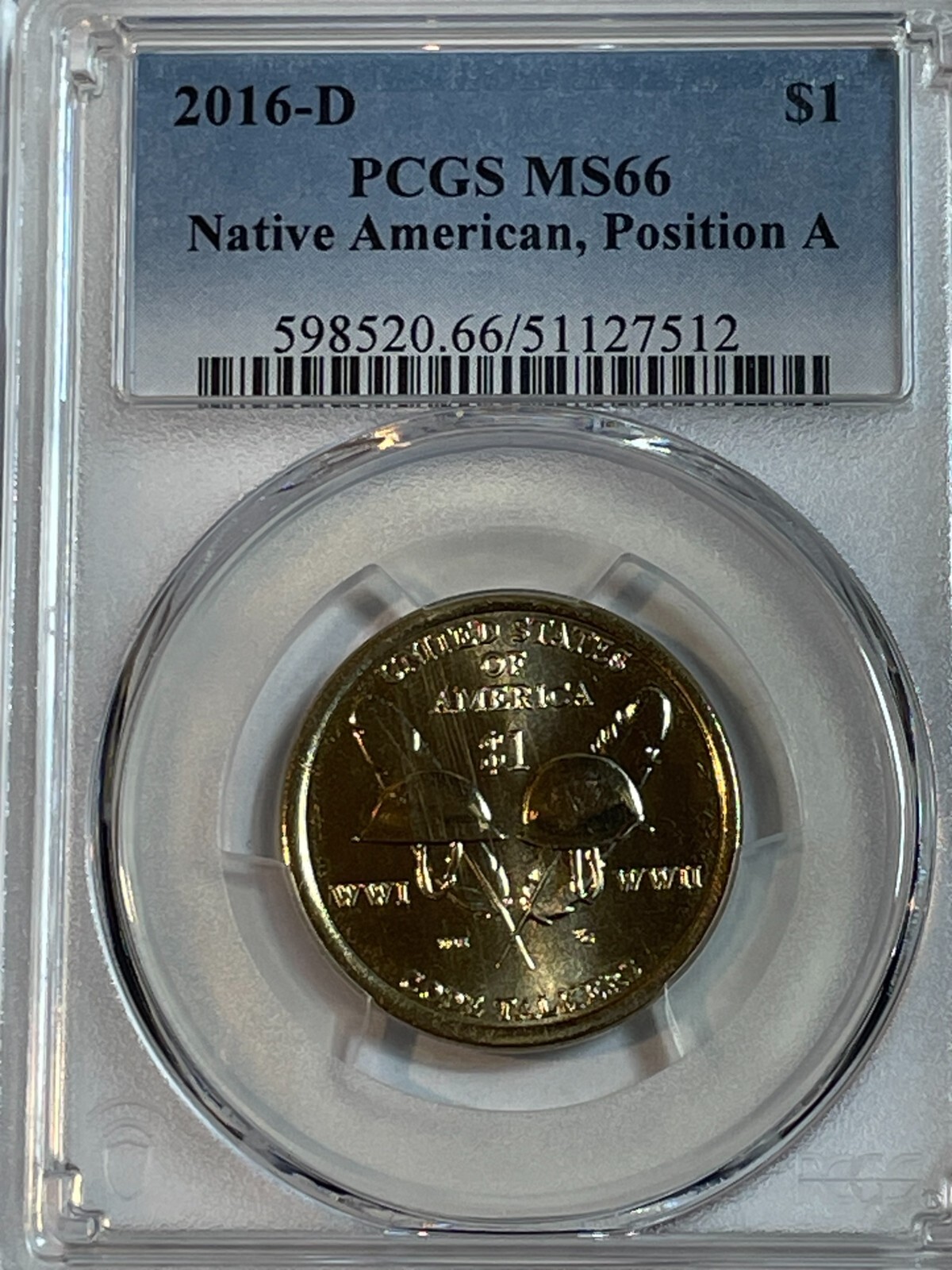 2016 D Native American Sacagawea Dollar $1 PCGS MS66 Position A