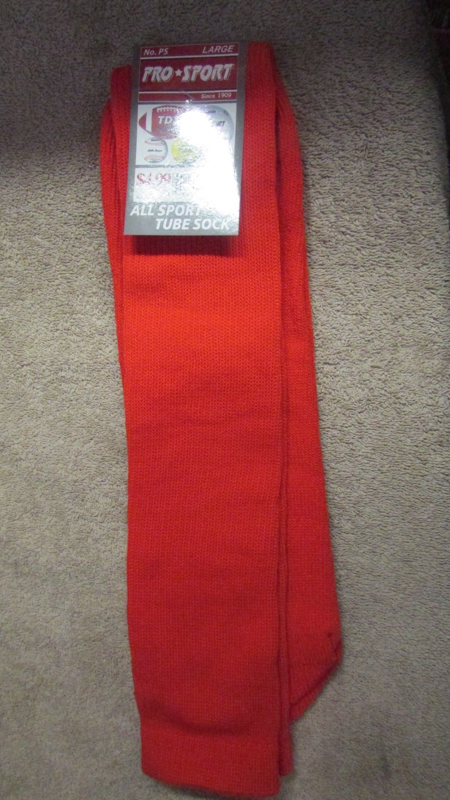 Pro-Sport Unisex Size Large All Sport Tube Socks - Orange - No. PS  (B 6)