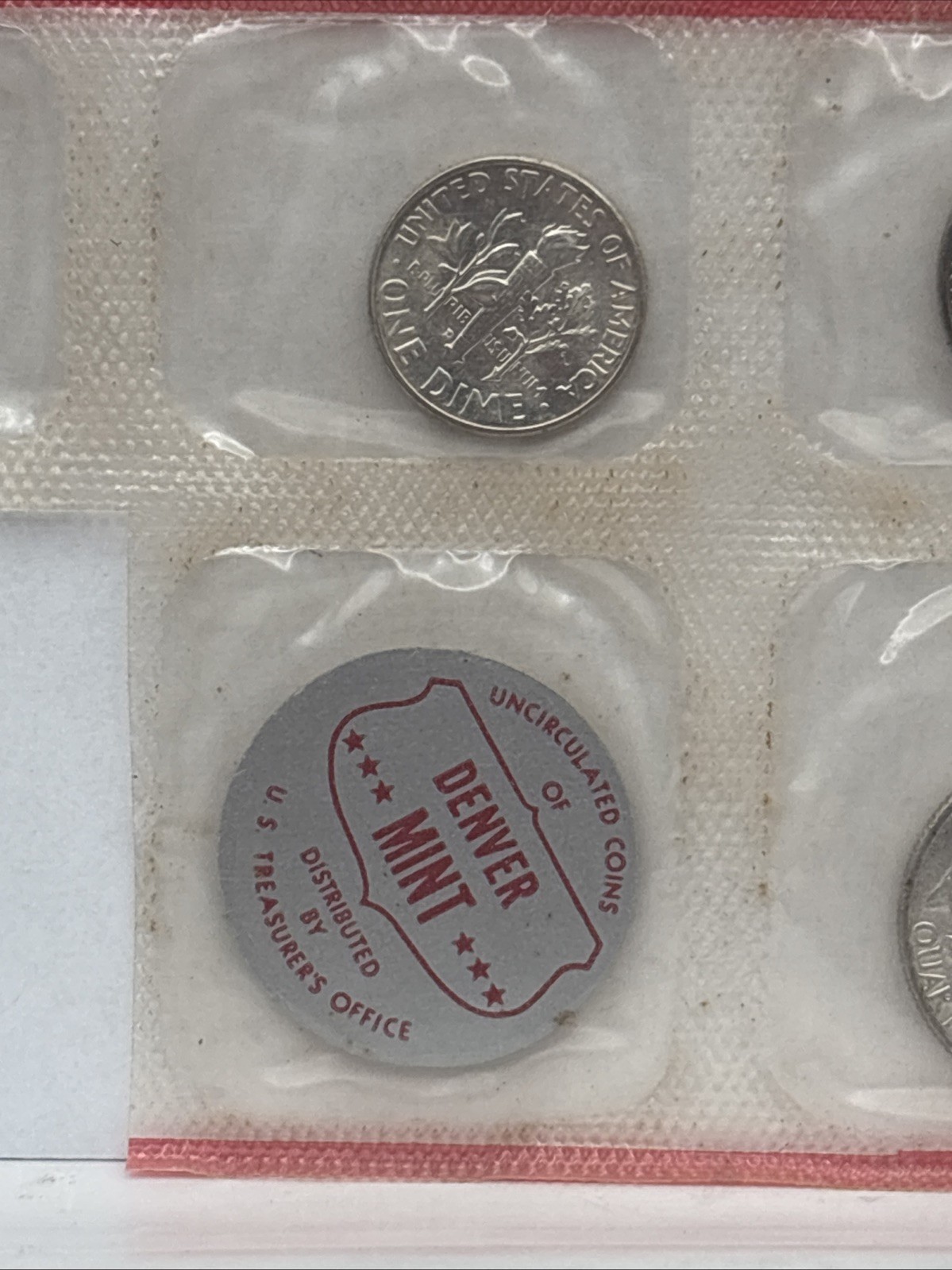 1959 Denver Mint UNCIRCULATED Set Missing Half - 90% silver quarter & dime