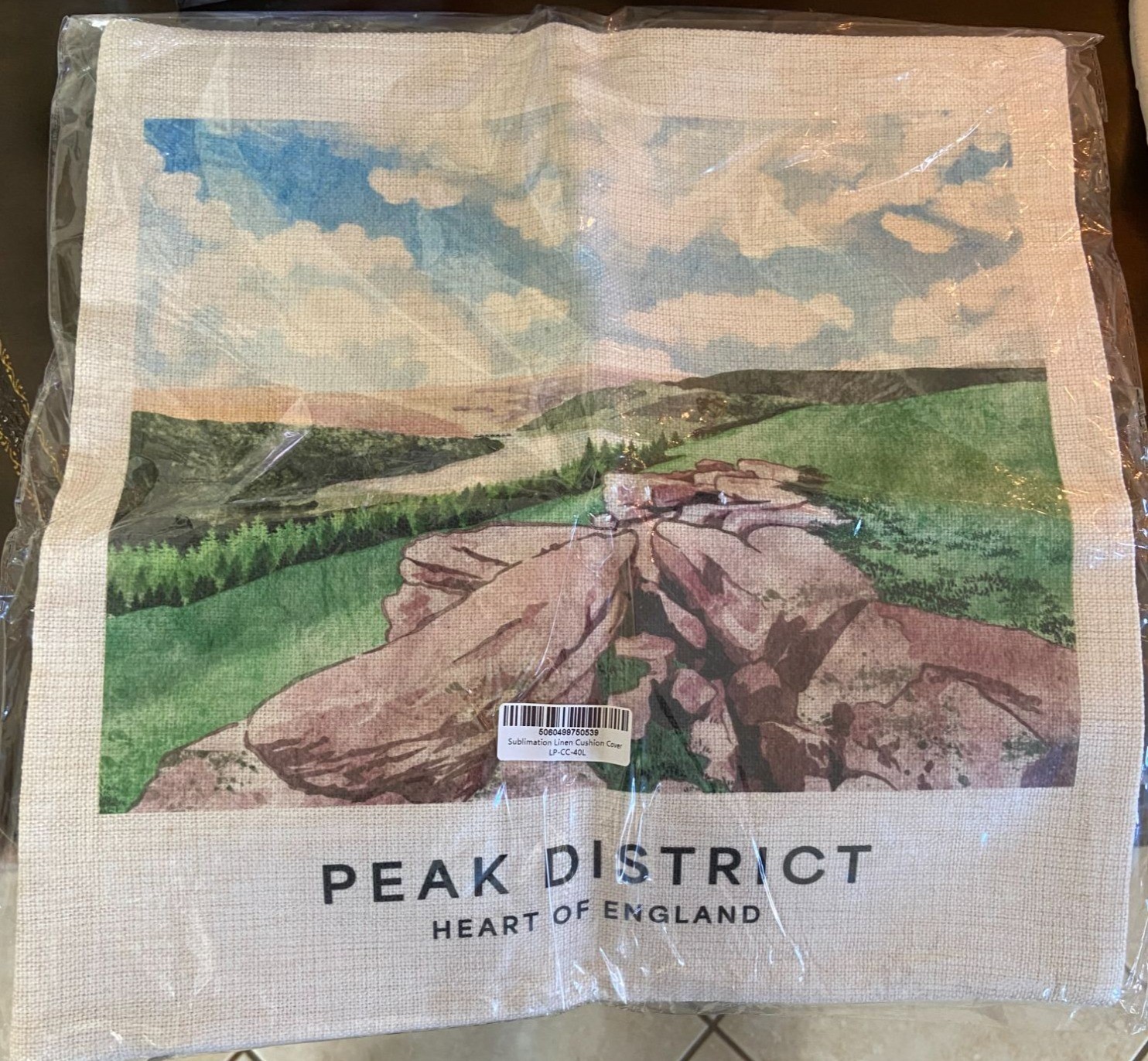 Sublimation Linen Cushion Cover Peak District Heart of England 15" x 15" NEW