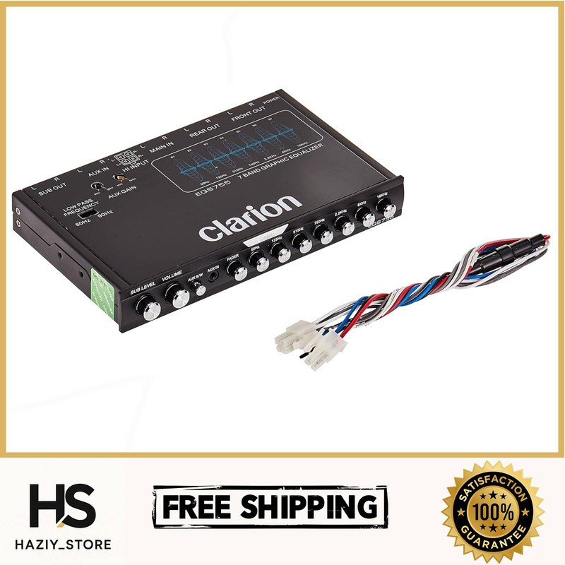 Clarion EQS755 Car 7-Band Graphic Equalizer Audio Pre Amp High Level Speaker
