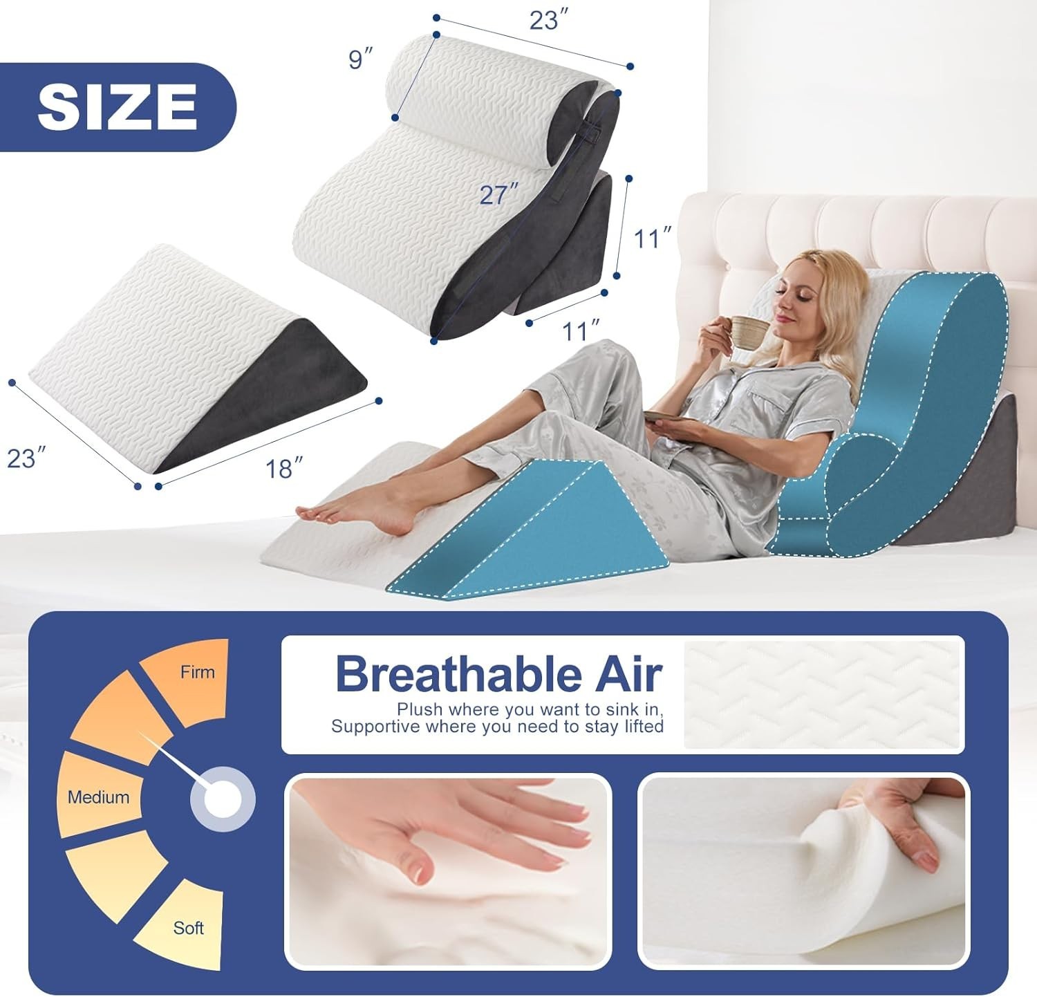 Orthopedic Bed Wedge Pillow Set, 4PCS