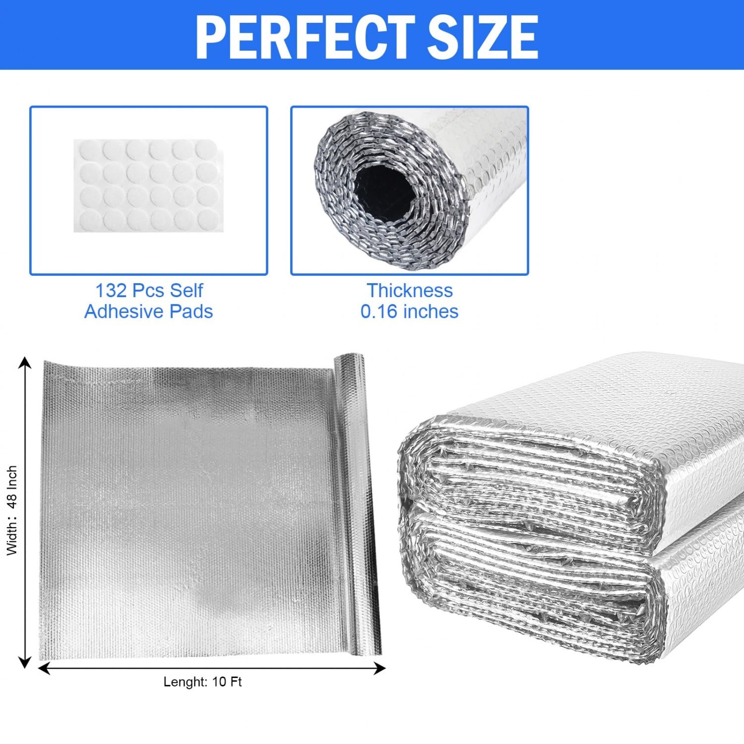 Double Reflective Insulation 48 in X 10 FT RV Window Insulation for Summer He...