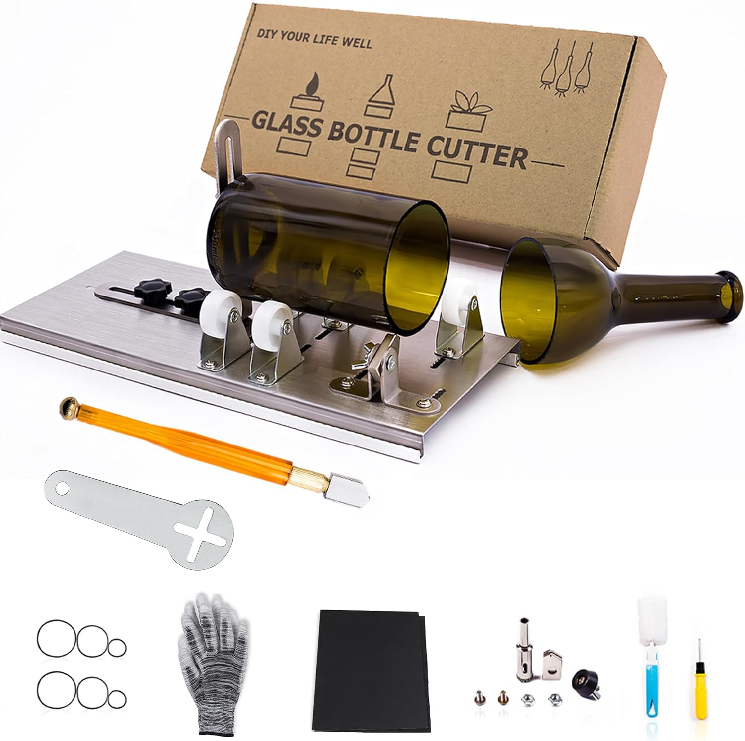 Glass Bottle Cutter, Upgraded Bottle Cutting Tool Kit, DIY Machine for Cutting W