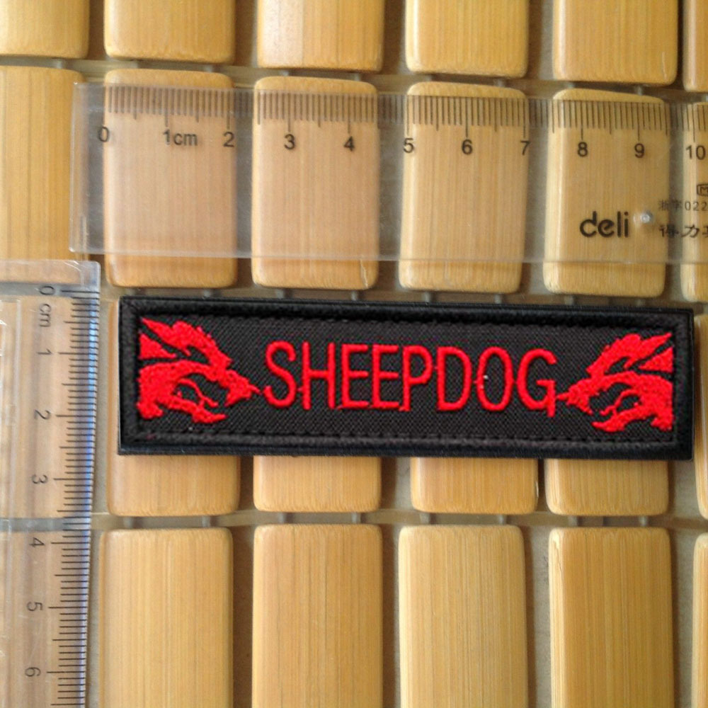 2PCS SHEEPDOG TAB K-9 EMBROIDERY ARMY MILITRAY HOOK LOOP PATCH BADGE RED DARK