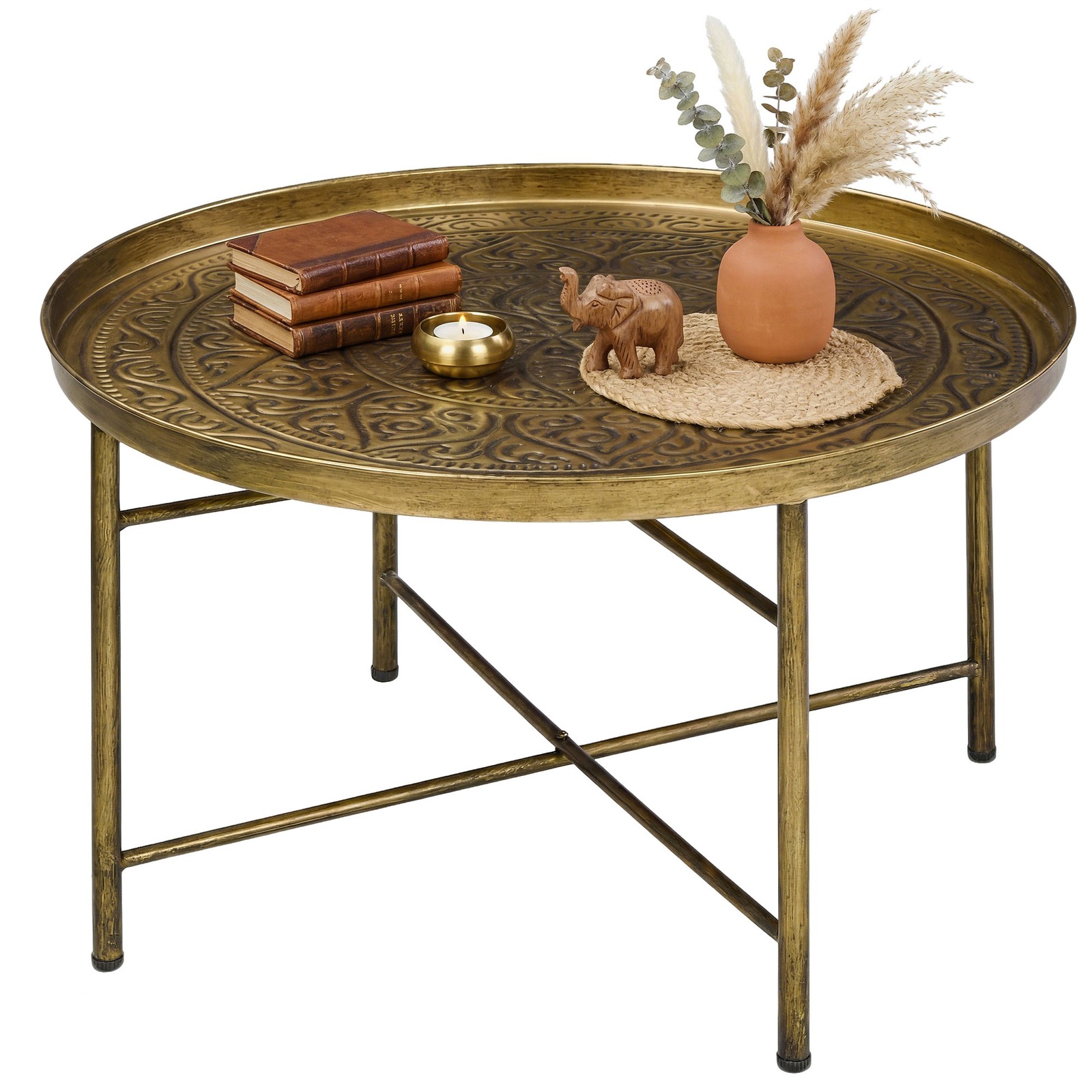 HOMCOM 24" Round Coffee Table, Gold, Refurbished