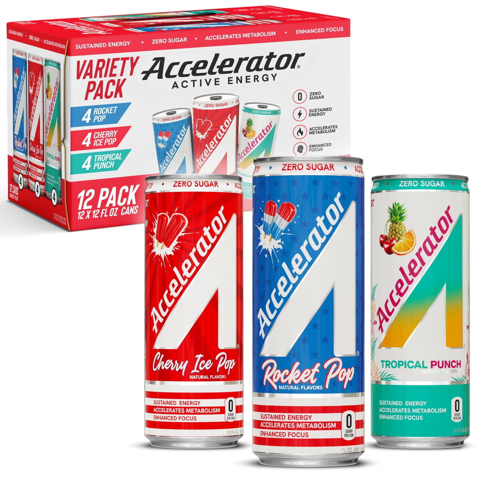 Accelerator Energy Drink, Variety Pack 12oz 12 fl oz (12 pack),