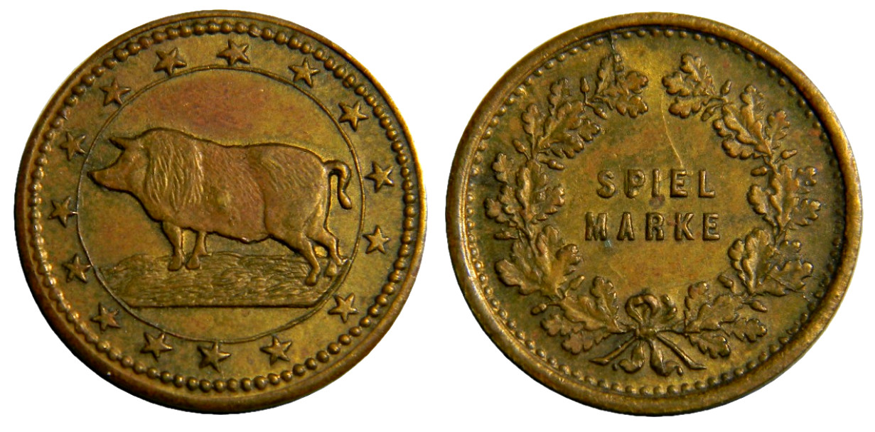 Germany Lauer Spiel Marke Counter Token Boar Toned (S-308)