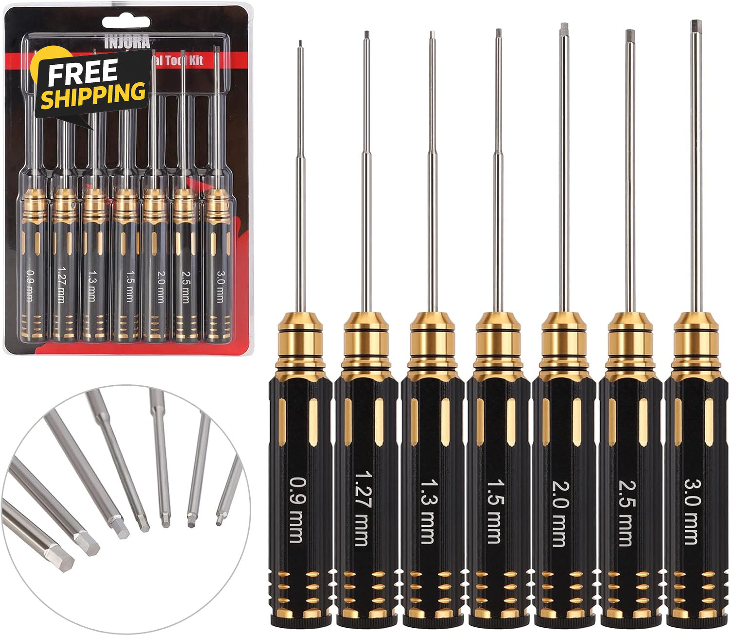 RC Hex Screw Driver Set-7Pcs Car Tool Kit 0.9, 1.27, 1.3, 1.5, 2.0, 2.5, 3.0Mm