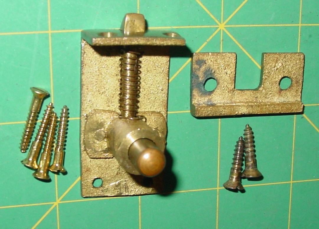 Vintage Spring Drawer Cupboard Cabinet Door Brass Button Release Latch Rim Catch