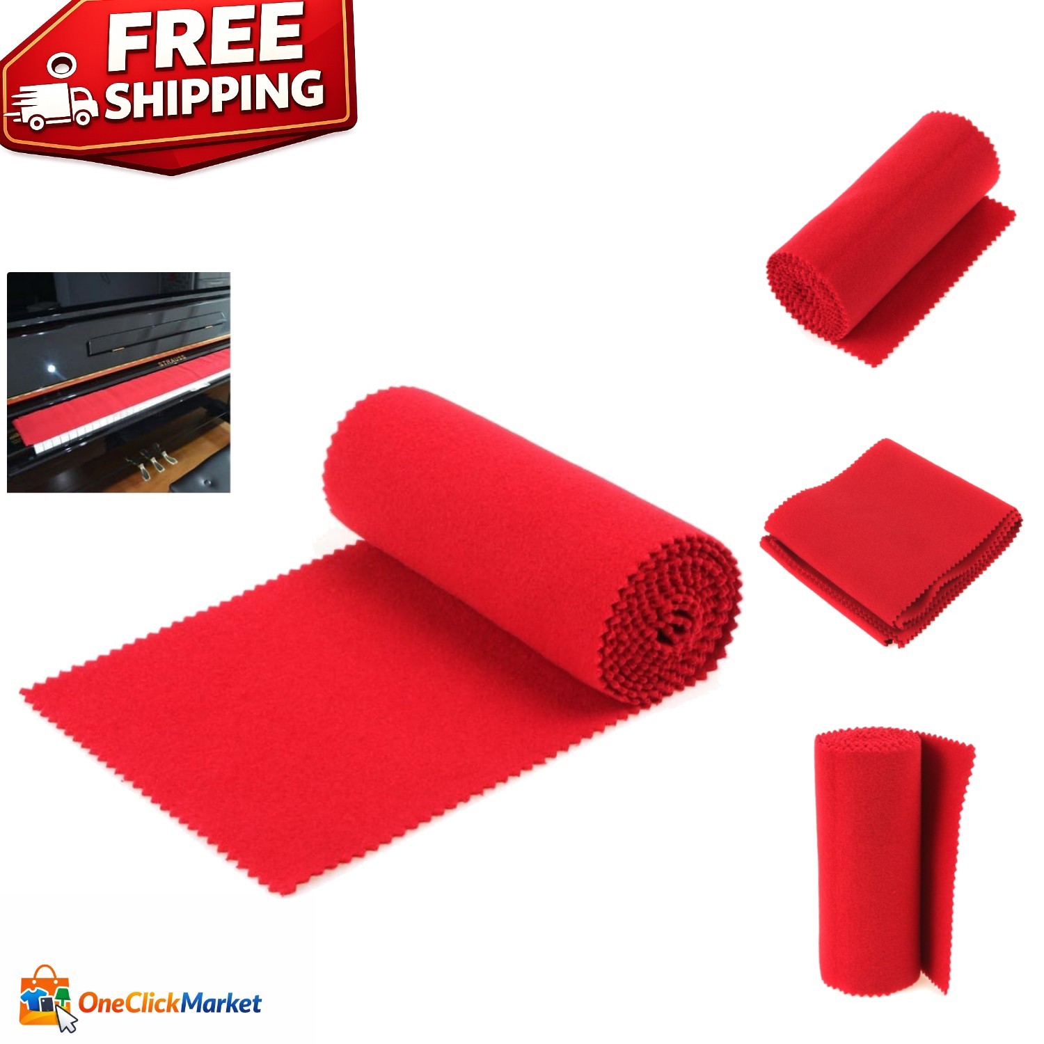 Elegant Red Piano Keyboard Dust Cover, 88 Keys - Water-Resistant Protection