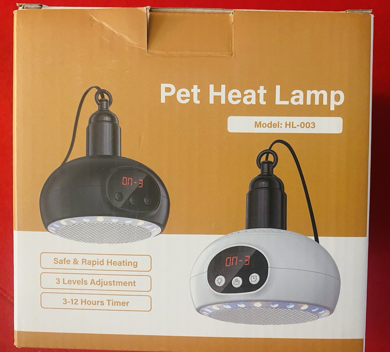 Pet Heat Lamp, 200W-350W-500W Reptile Heat Lamp with UVA UVB Dimmable