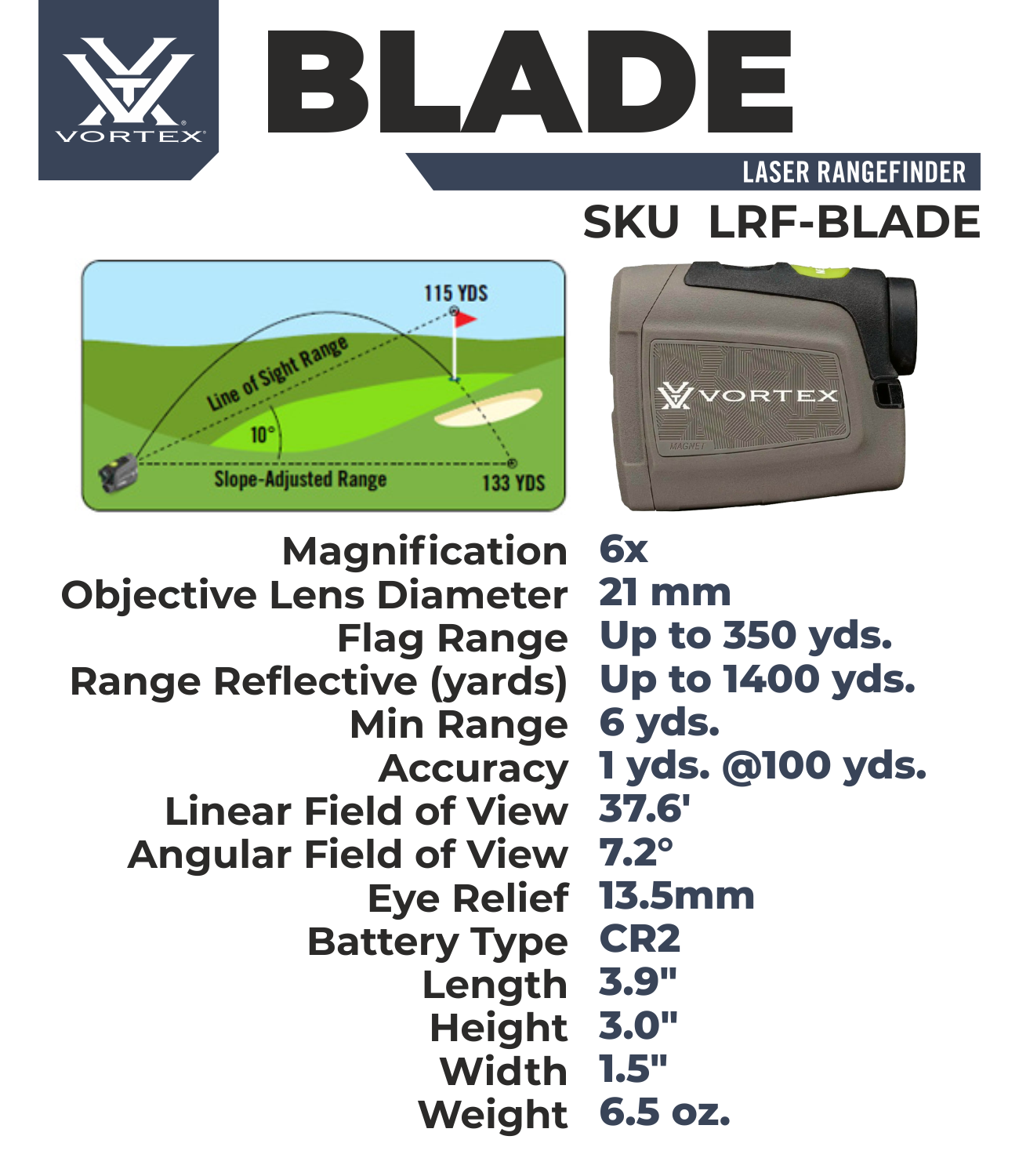 Vortex Optics Blade 6x21 Golf Laser Rangefinder w/ Free Camo Hat