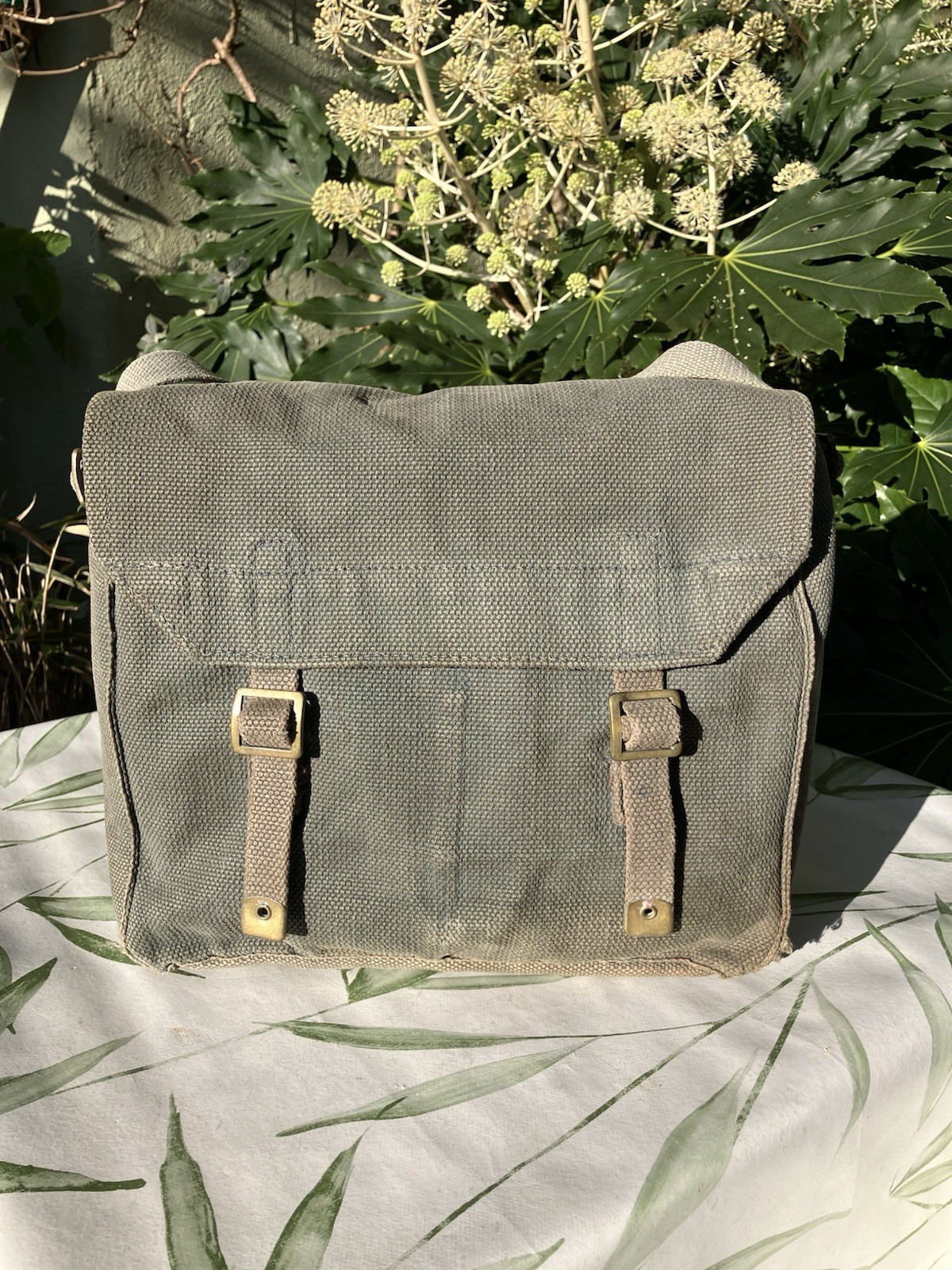 British RAF 37 Pattern Small Pack & Shoulder Strap Satchel Bag Grey Webbing 1952