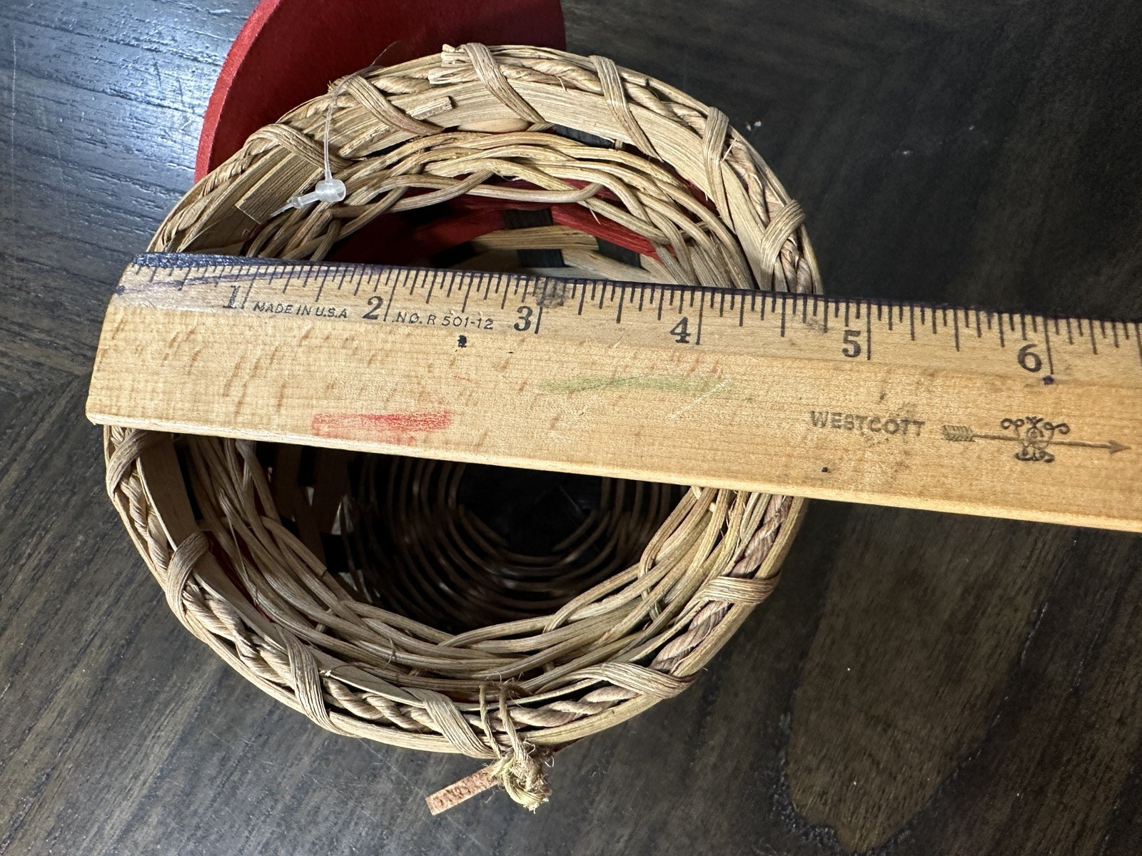 Wicker Basket w/ Handle Decor 4” x 4 1/2"
