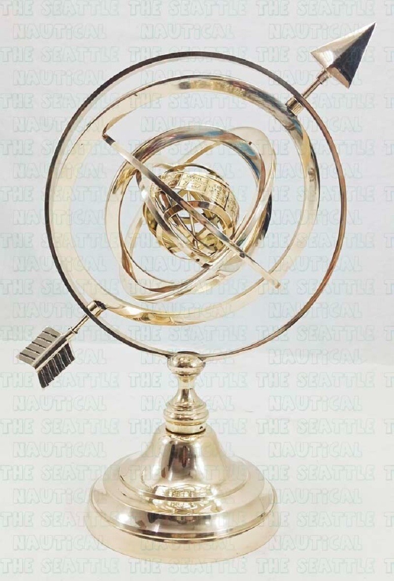 Solid Brass Armillary Sphere Astrolabe 11" Maritime Nautical Globe Collectible