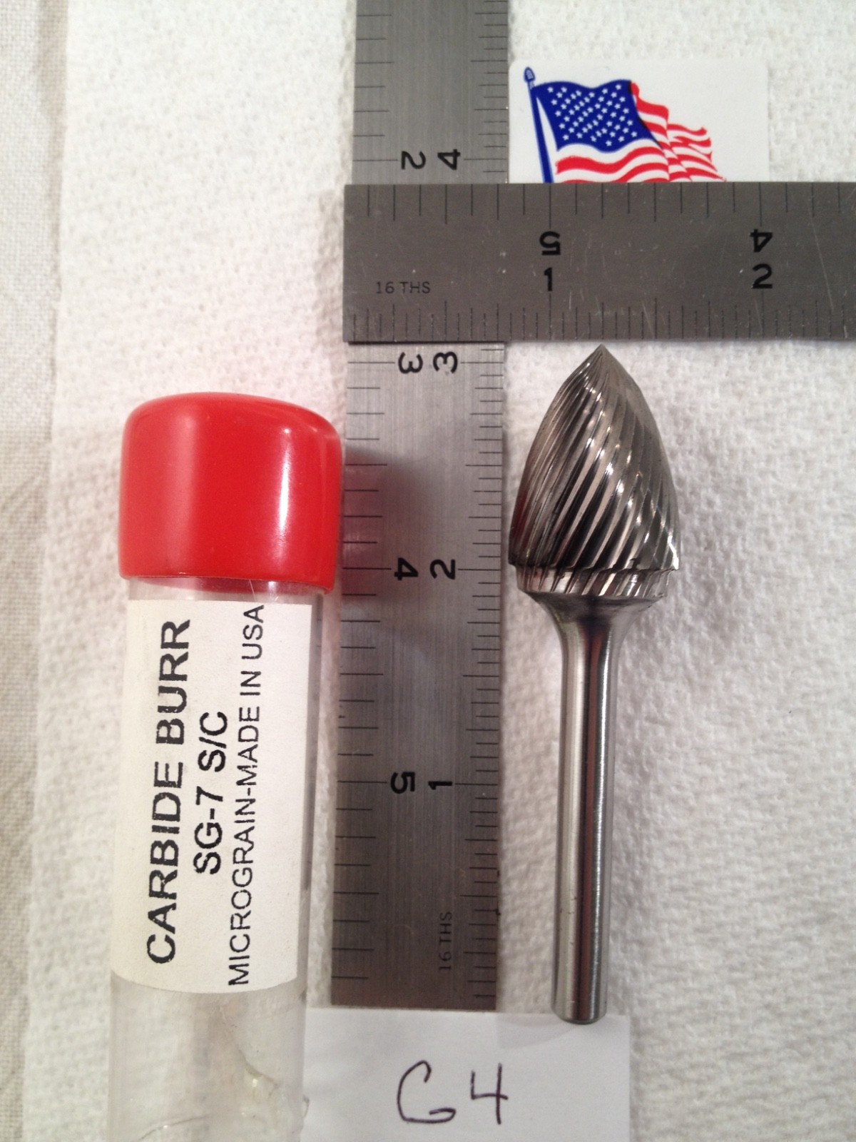 1 NEW USA 1/4" SHANK CARBIDE BURR SG-7 SINGLE CUT. TREE POINT (G4)