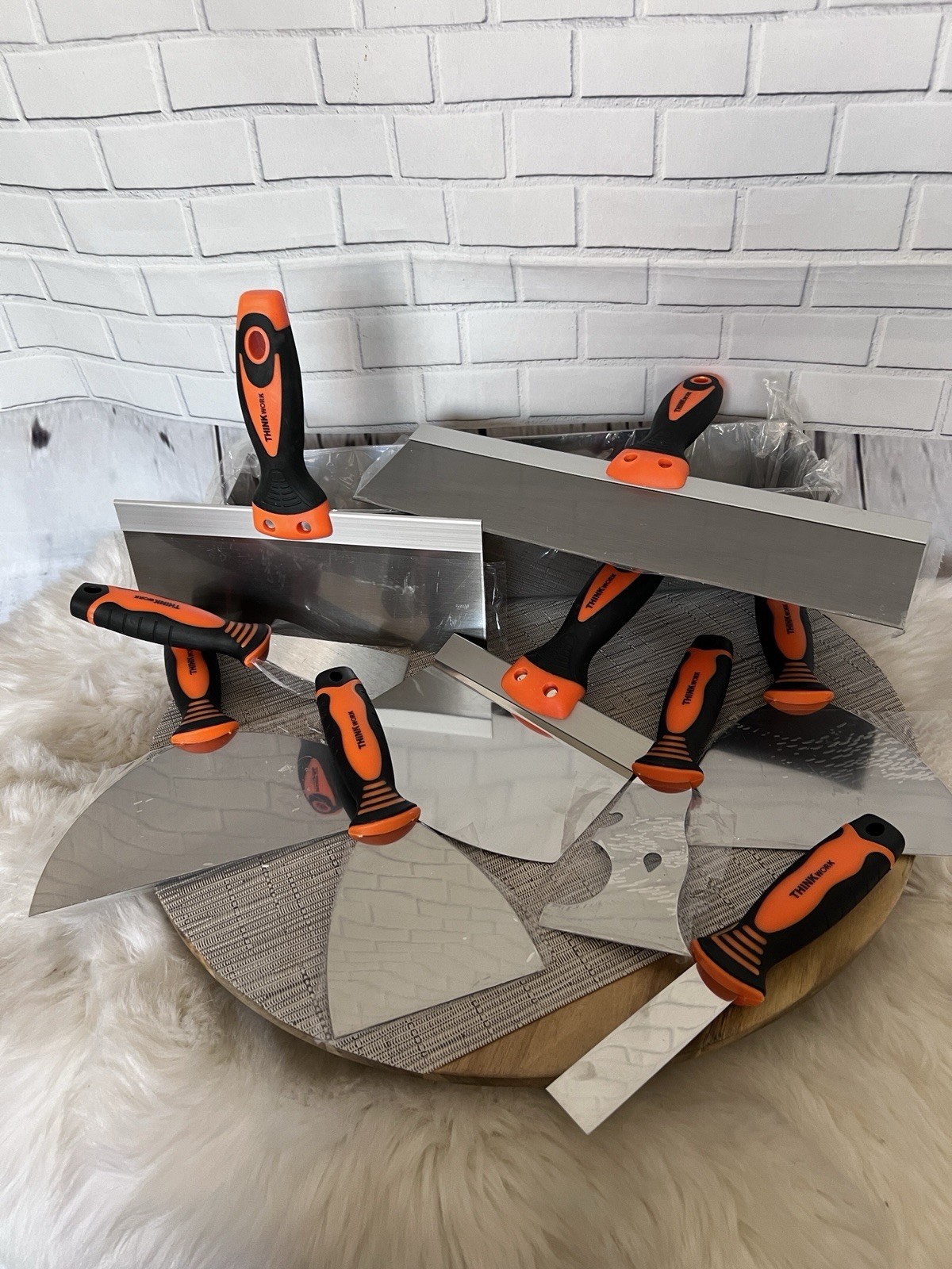 THINKWORK Drywall Knife Set, 10Pcs Drywall Tools Includes Mud Pan