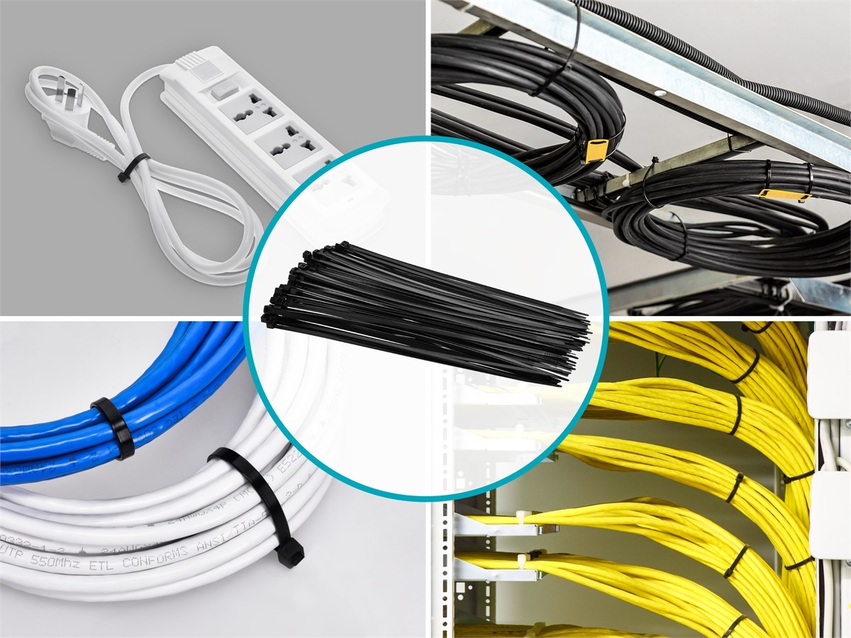 Monoprice Cable Tie 11in 50 lbs, 100 pcs/pack, Black
