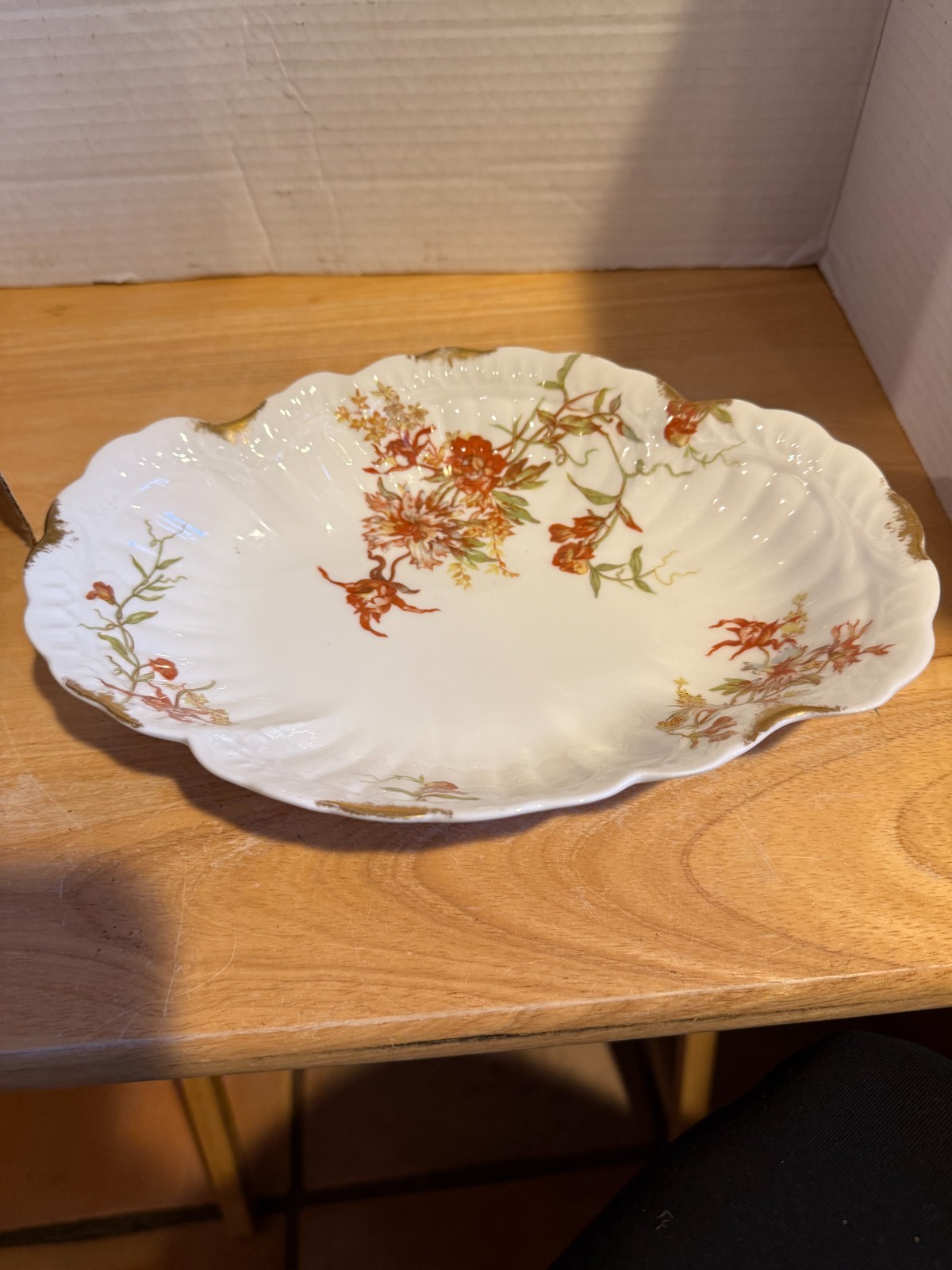 Martial Redon Decorative Floral Serving Bowl Limoges France c1890's 10" X 7" X 1