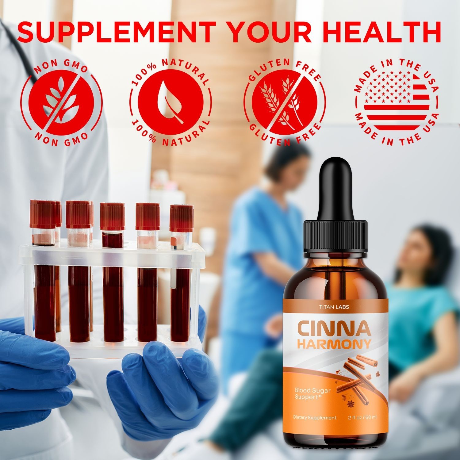 (1 Pack) Cinna Harmony Blood Support Drops CinnaHarmony Supplement 30 Servings