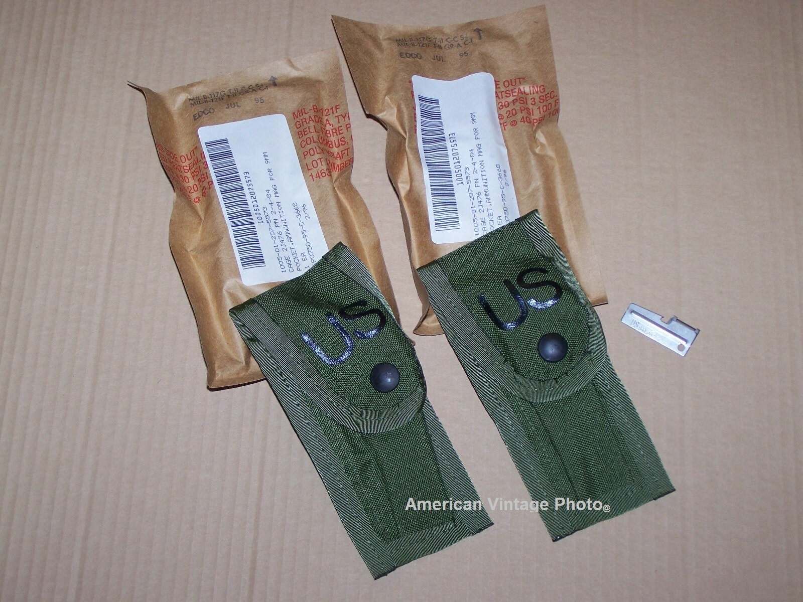 2 Military 9MM  .45 Cal Pistol Mag Ammo Pouch ALICE Clips Fit Gerber Multitool