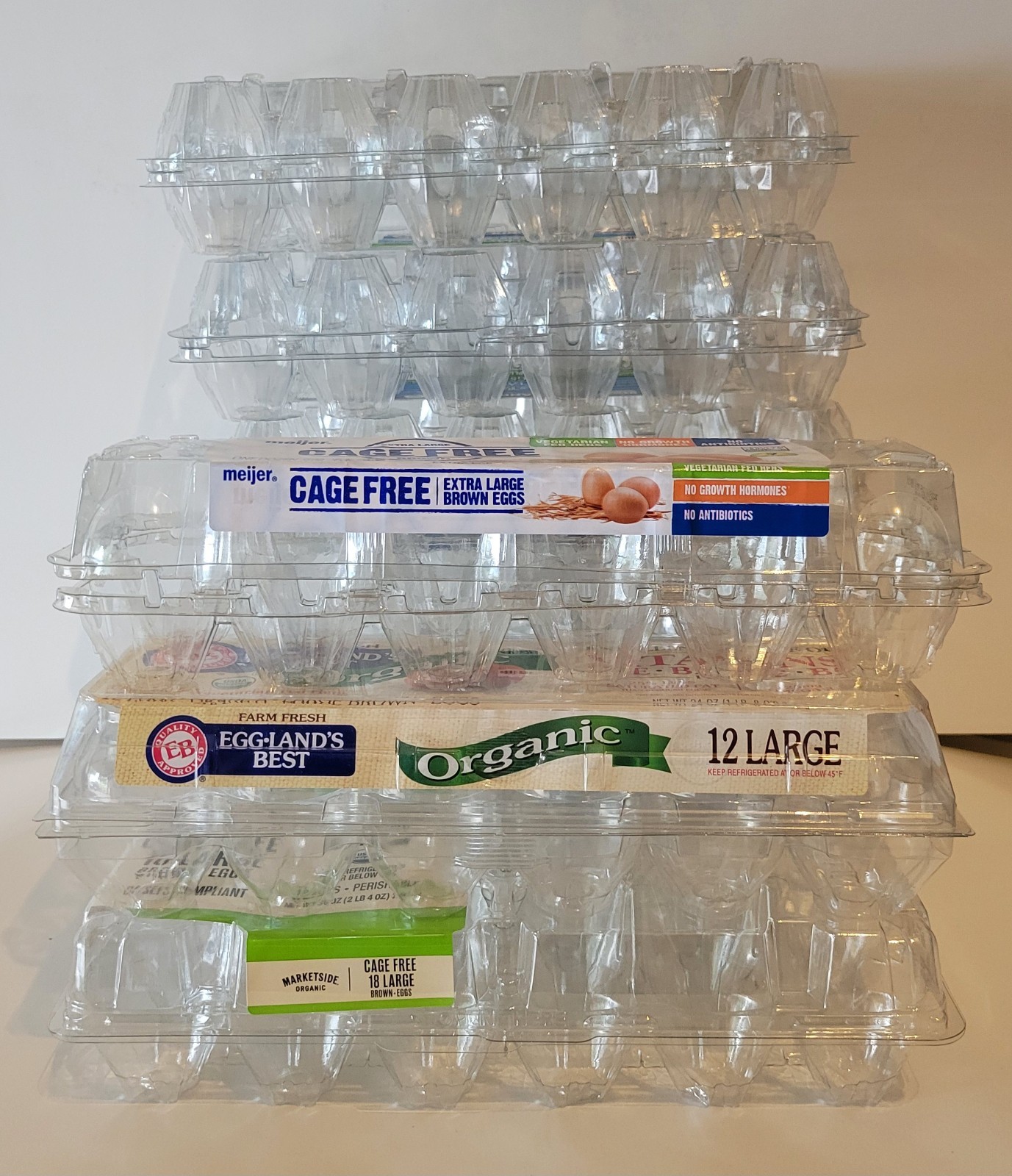 Empty Egg Cartons 24-Count, 18-count, 12-count, Plastic Clear