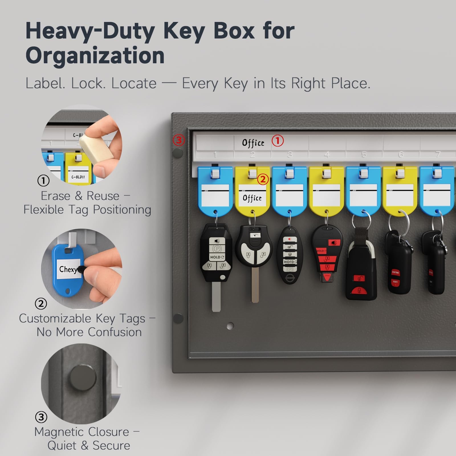 16 Key Lock Box with 3-Digit Combination Lock & Backup Key - Secure Key