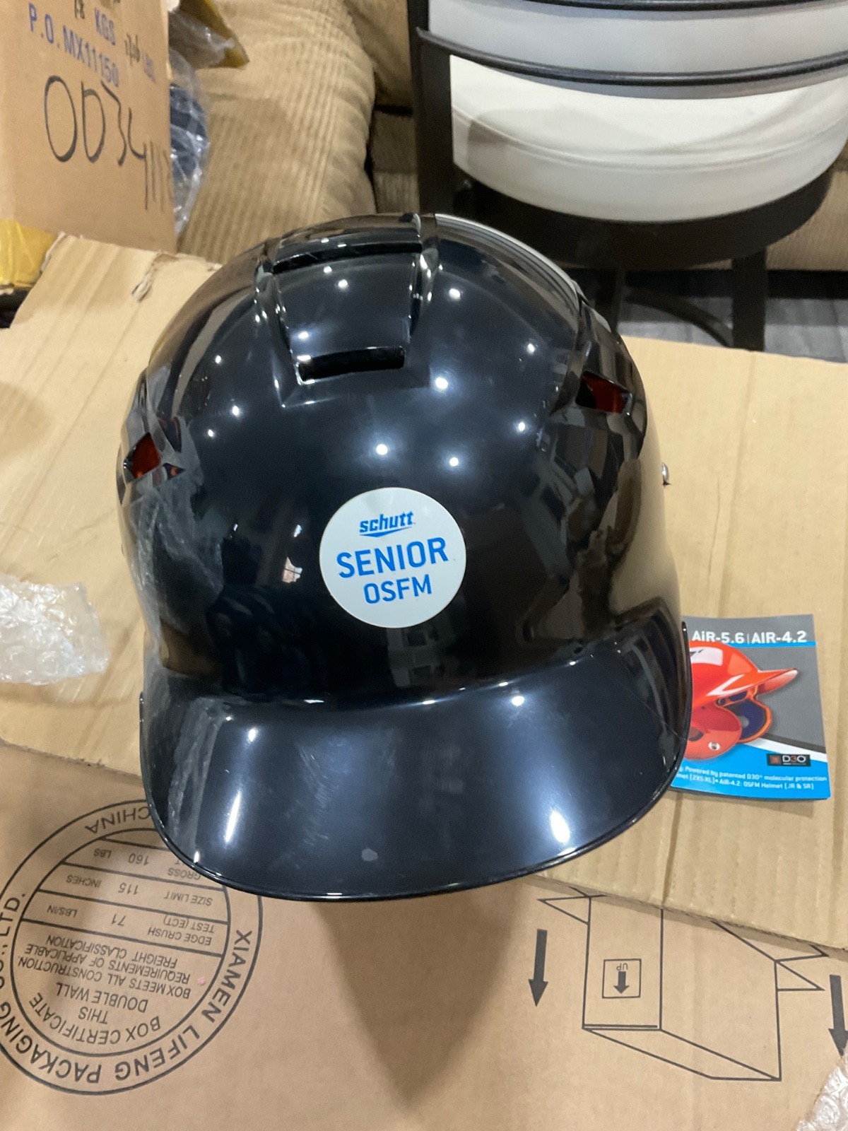 Schutt Senior OSFM Baseball Helmet Color is Black Fits Size 7-7 1/2 New
