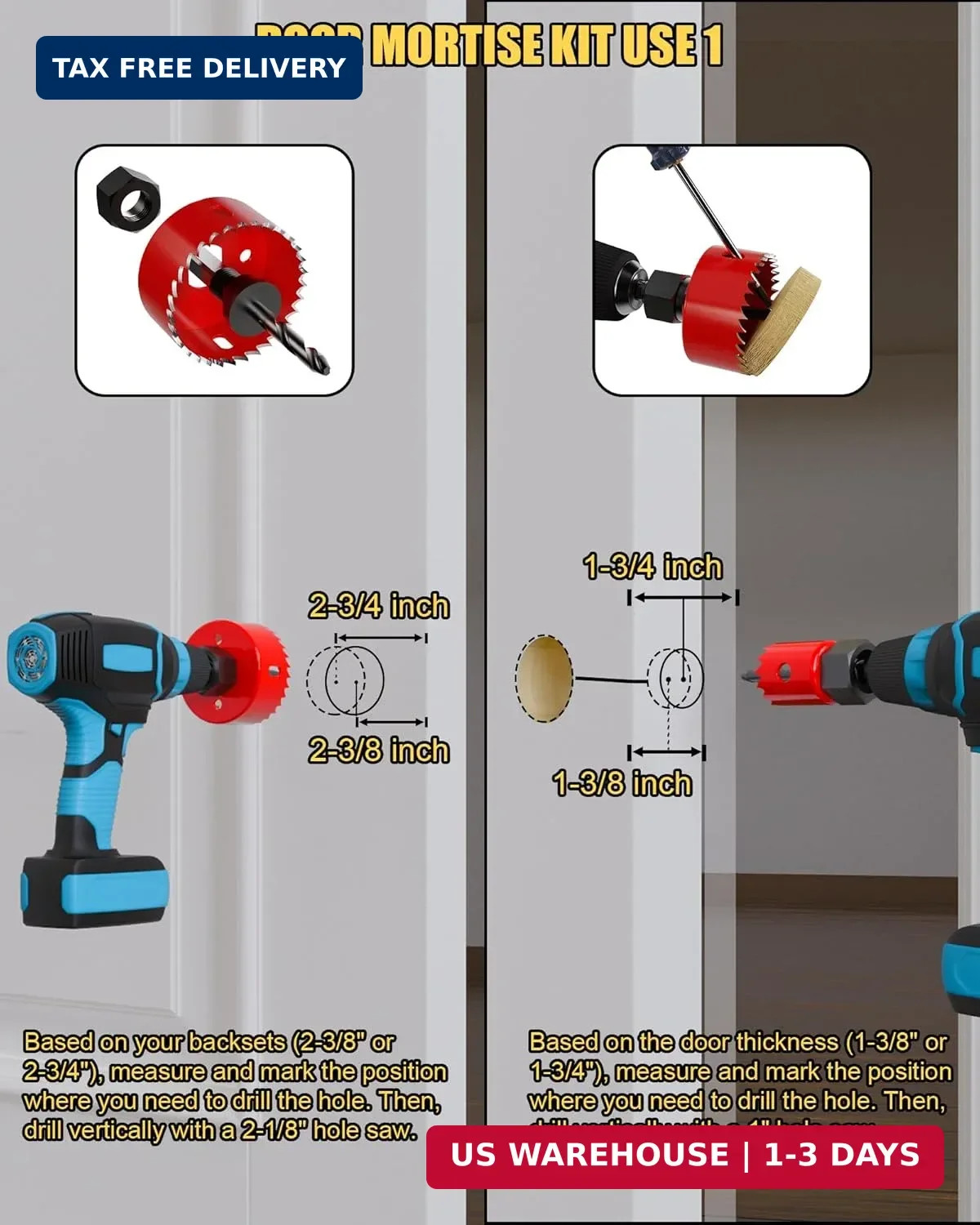 Door Latch Installation Kit, Precision Scoring and Chiseling Door Latch Mortise