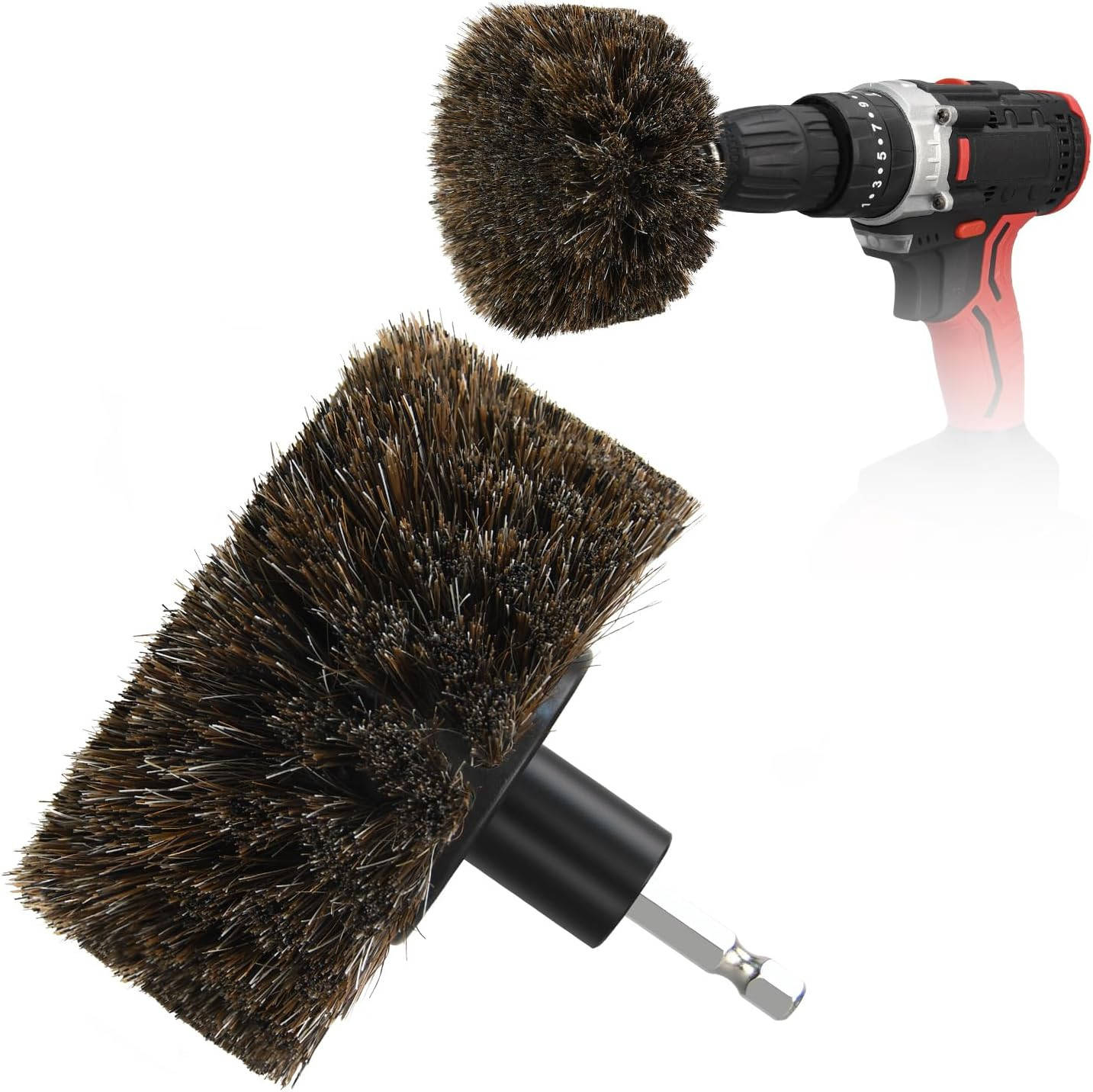 Horse Hair Brush for Drill, for Leather, Car Interior, Car Wheel, Upholstery, Fu