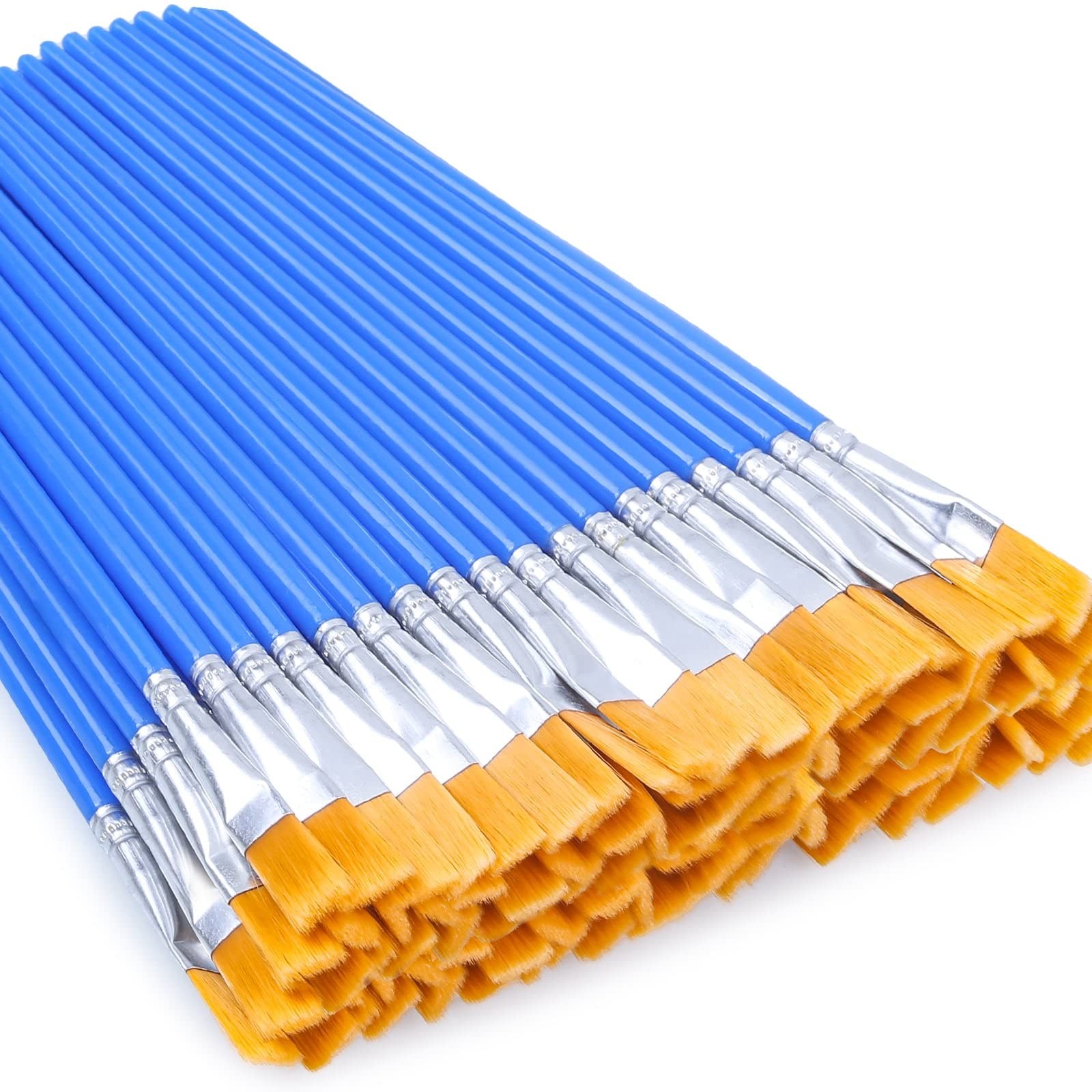 50 Pcs Flat Paint Brushes for Touch Up, Small Paint Brushes for Classroom Craft