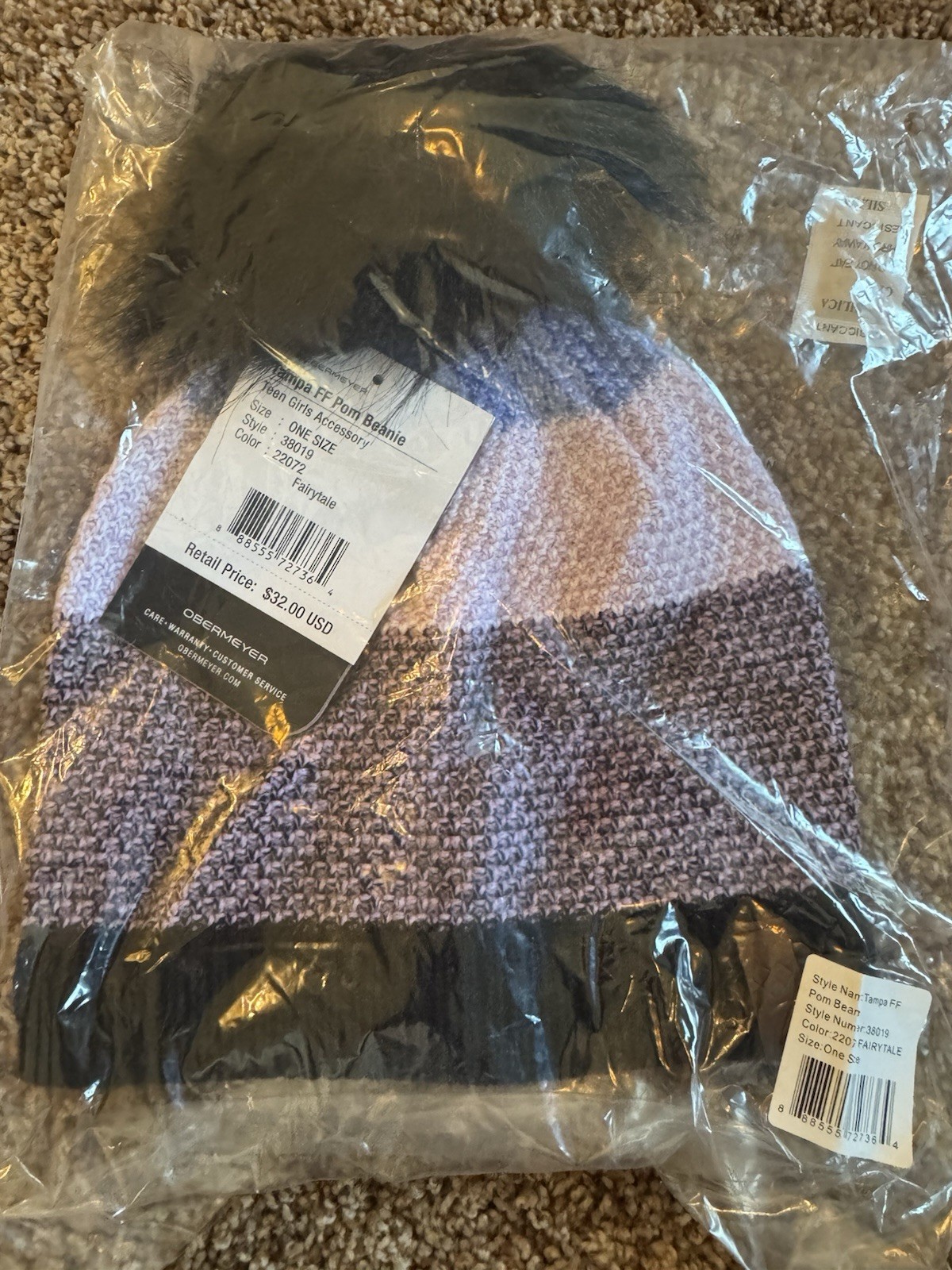 Obermeyer Tampa FF Pom Beanie Fairytale Teen Girls Accessory One Size 38019  NWT