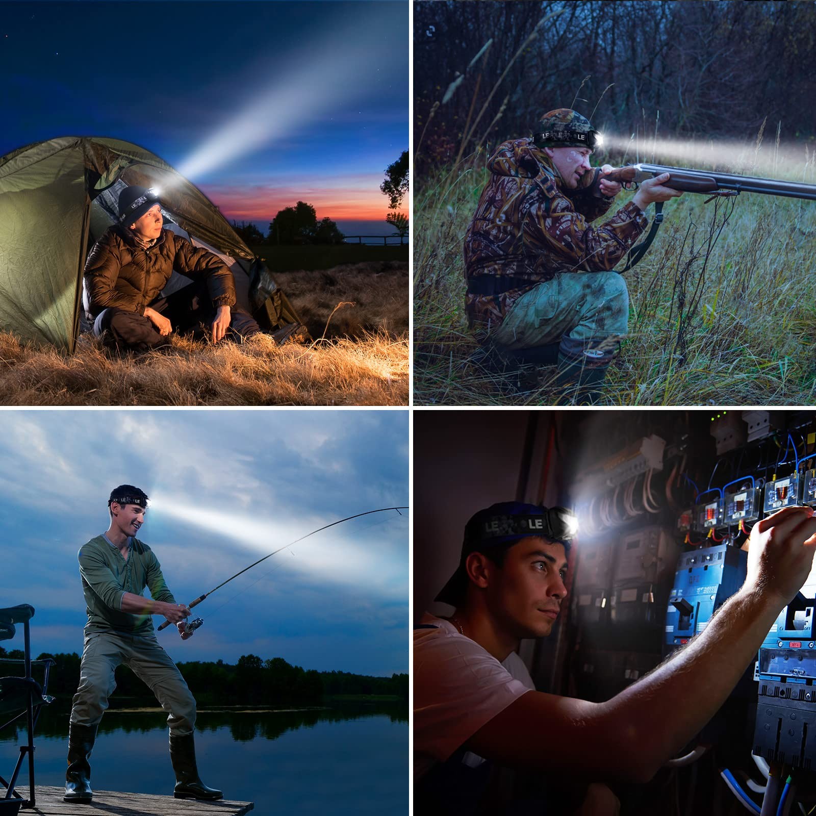 Lighting EVER LED Headlamp Rechargeable IPX4 Waterproof Headlight 2 Pack