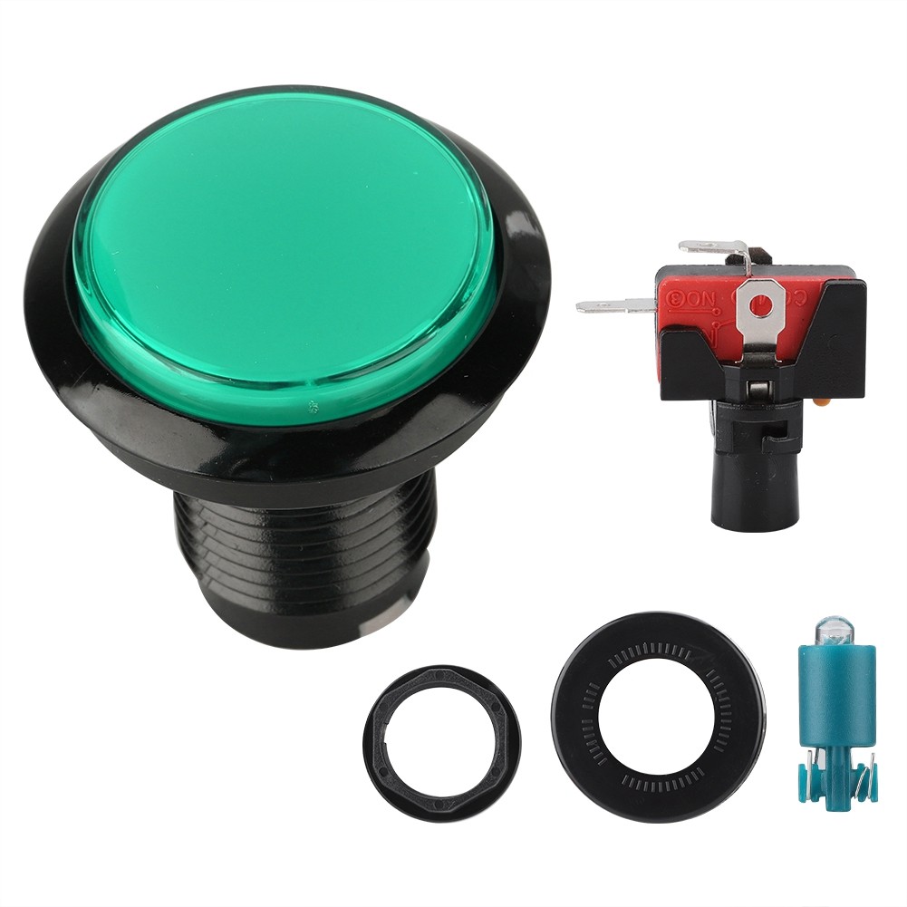 Round LED Lamp Illuminated Large Button To Machine Games DIY Part(green)