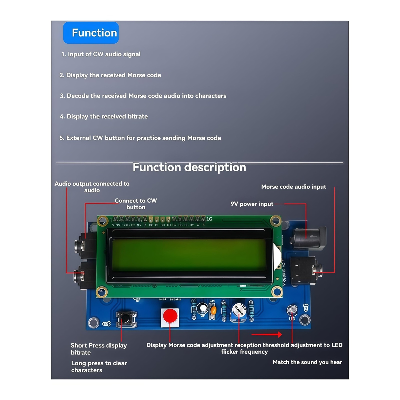 Trainer Morse Training Morse Decoder Components DIY Electronic Component Kit ...