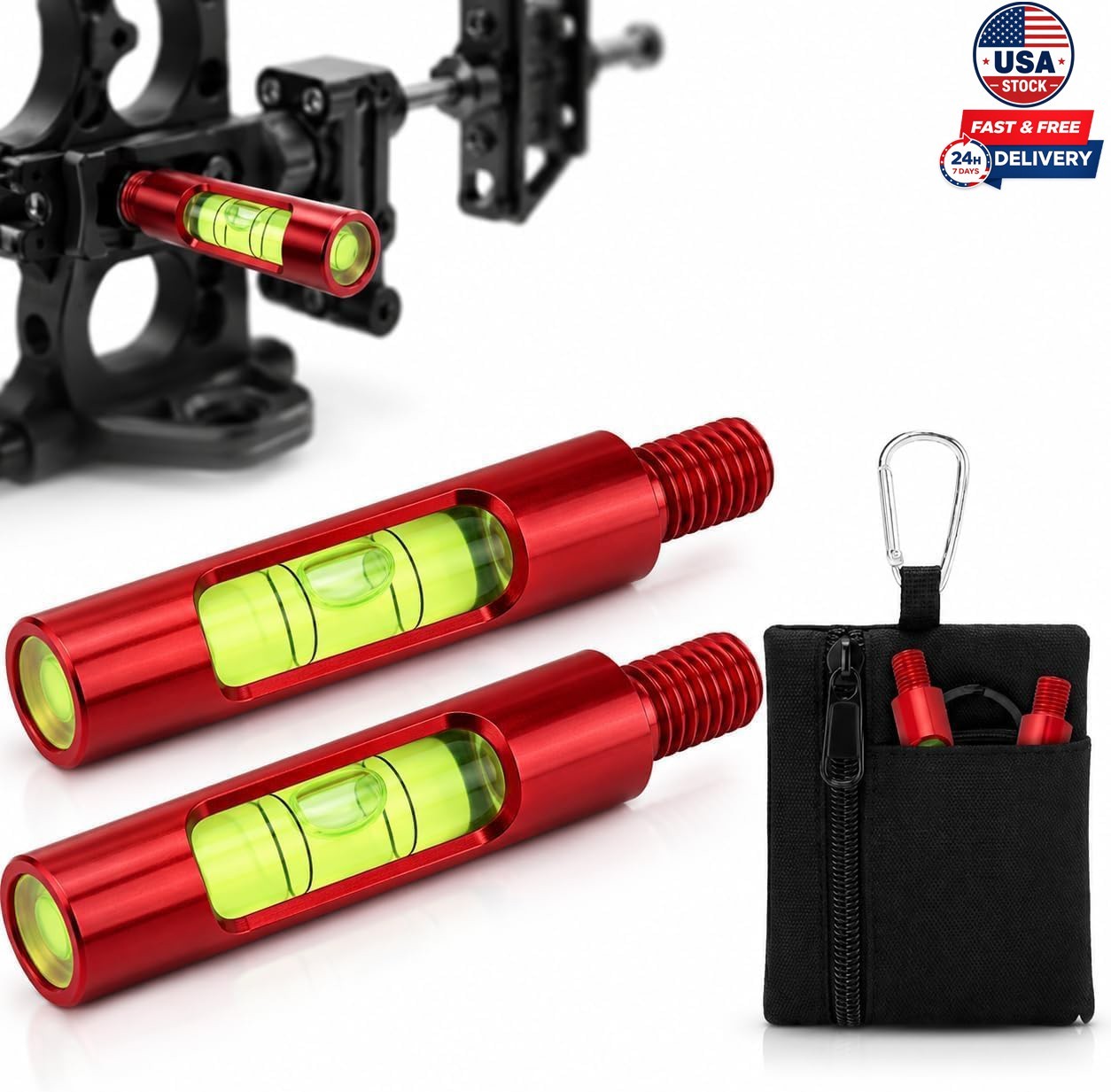 2 Pack Berger Hole Bow Level Aluminum Bow Leveling Kit with Storage Pouch Tool