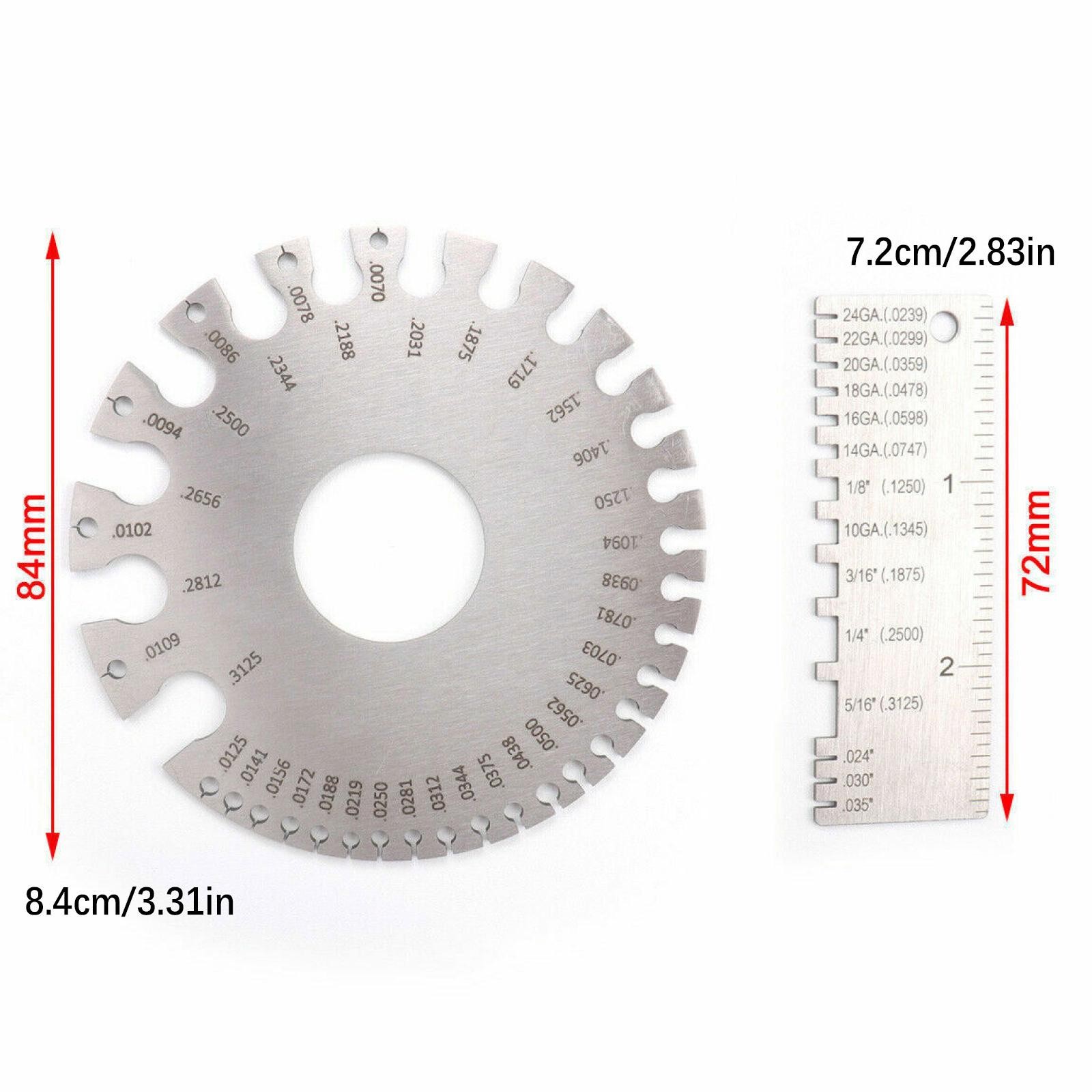 2PCS Stainless Sheet Metal Gauge Thickness Gage Measuring Tool Wire Gauge
