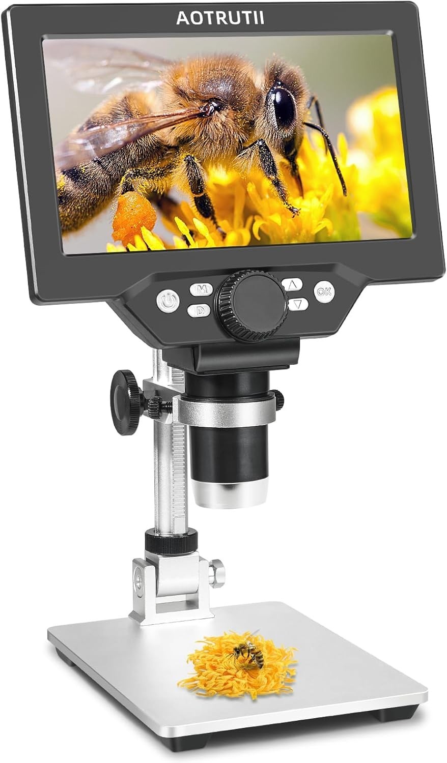 7" LCD Digital Microscope 1200X Magnification, 1080P Coin Microscope with Met...